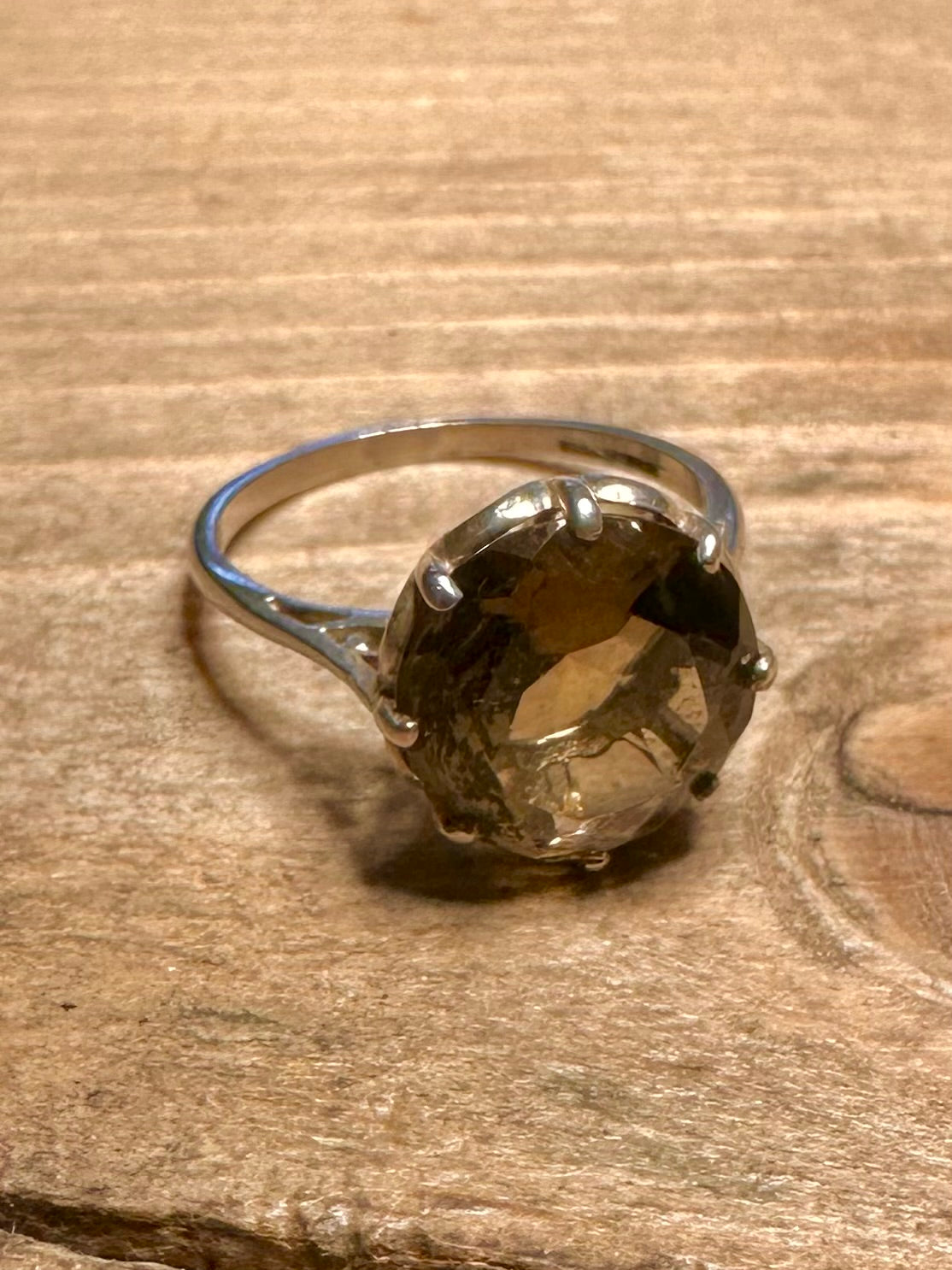 Vintage Smokey Quarts 925 Silver Size O Ring