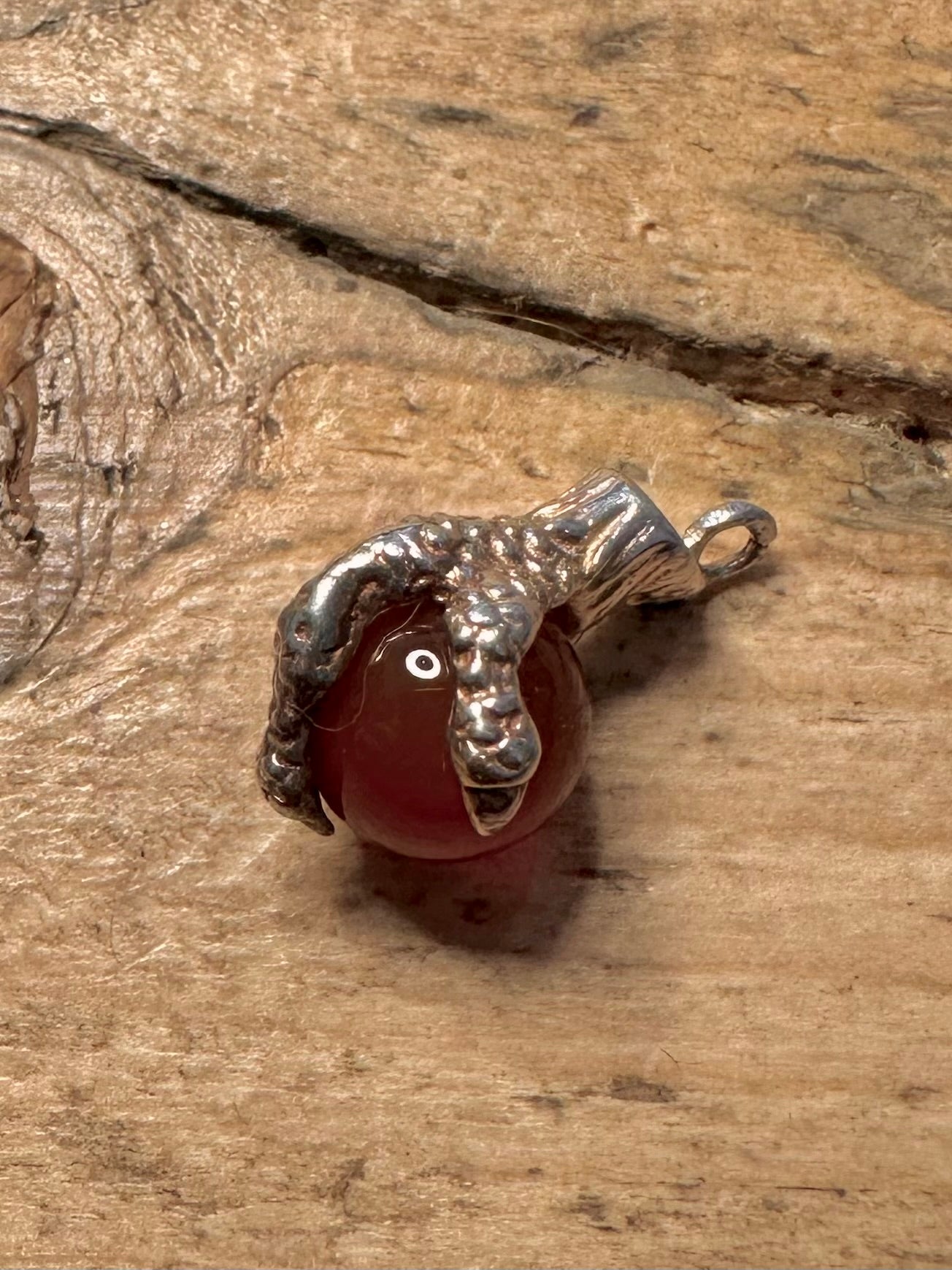 Vintage Claw Carnelian Ball 925 Silver Charm Pendant