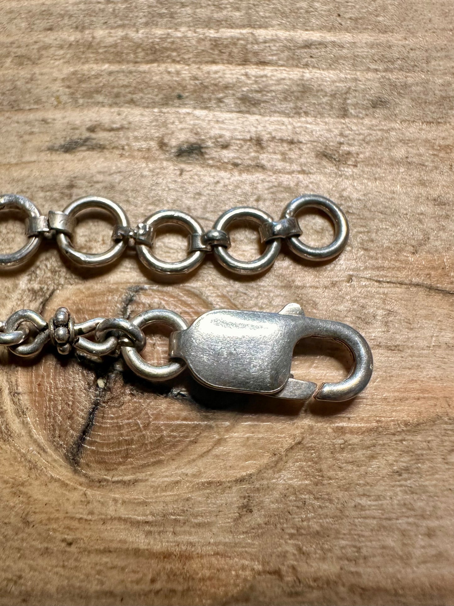 Vintage Tribal Dangle Ball Textured 925 Bracelet