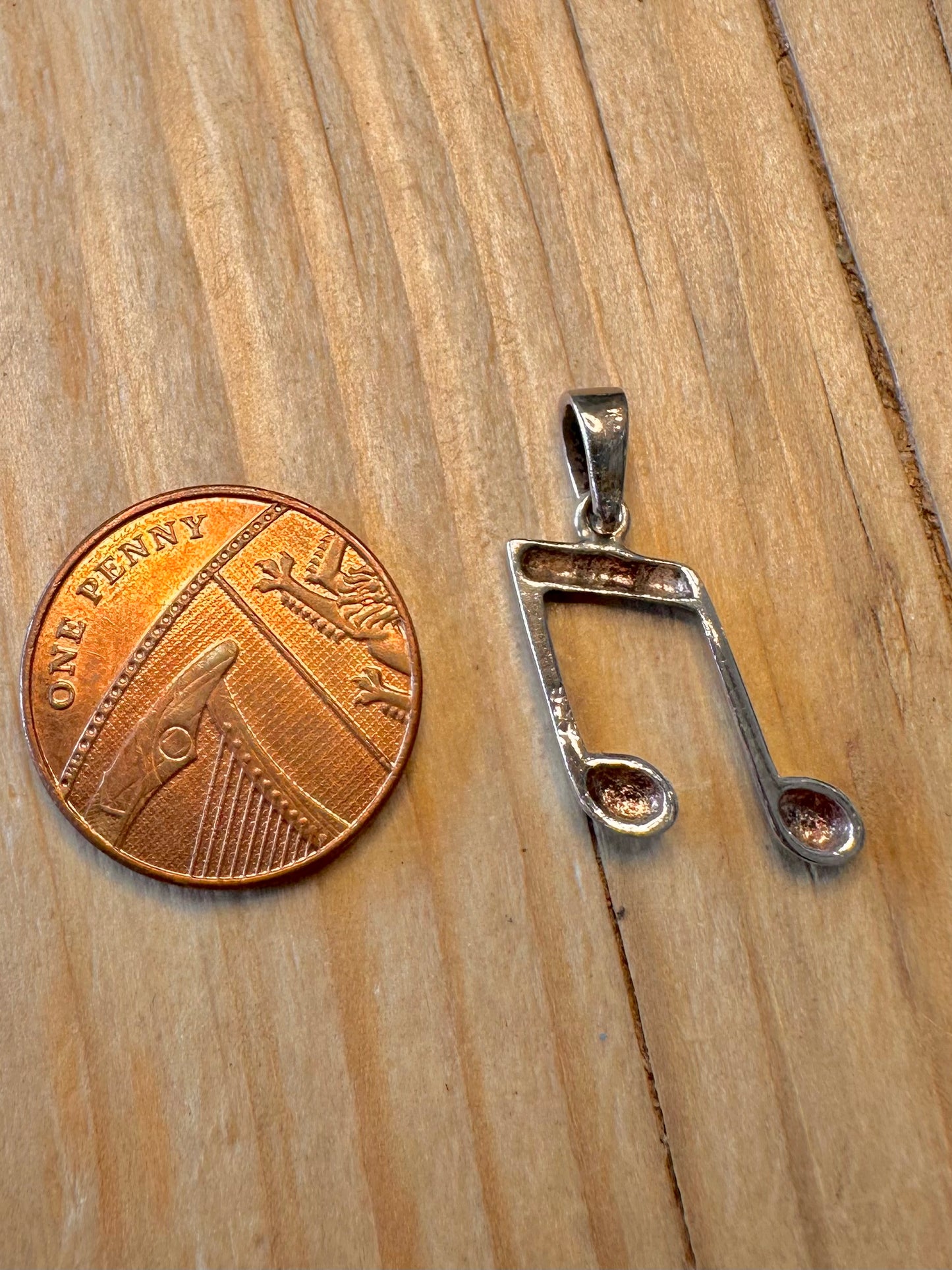 Vintage Music Note 925 Silver Pendant