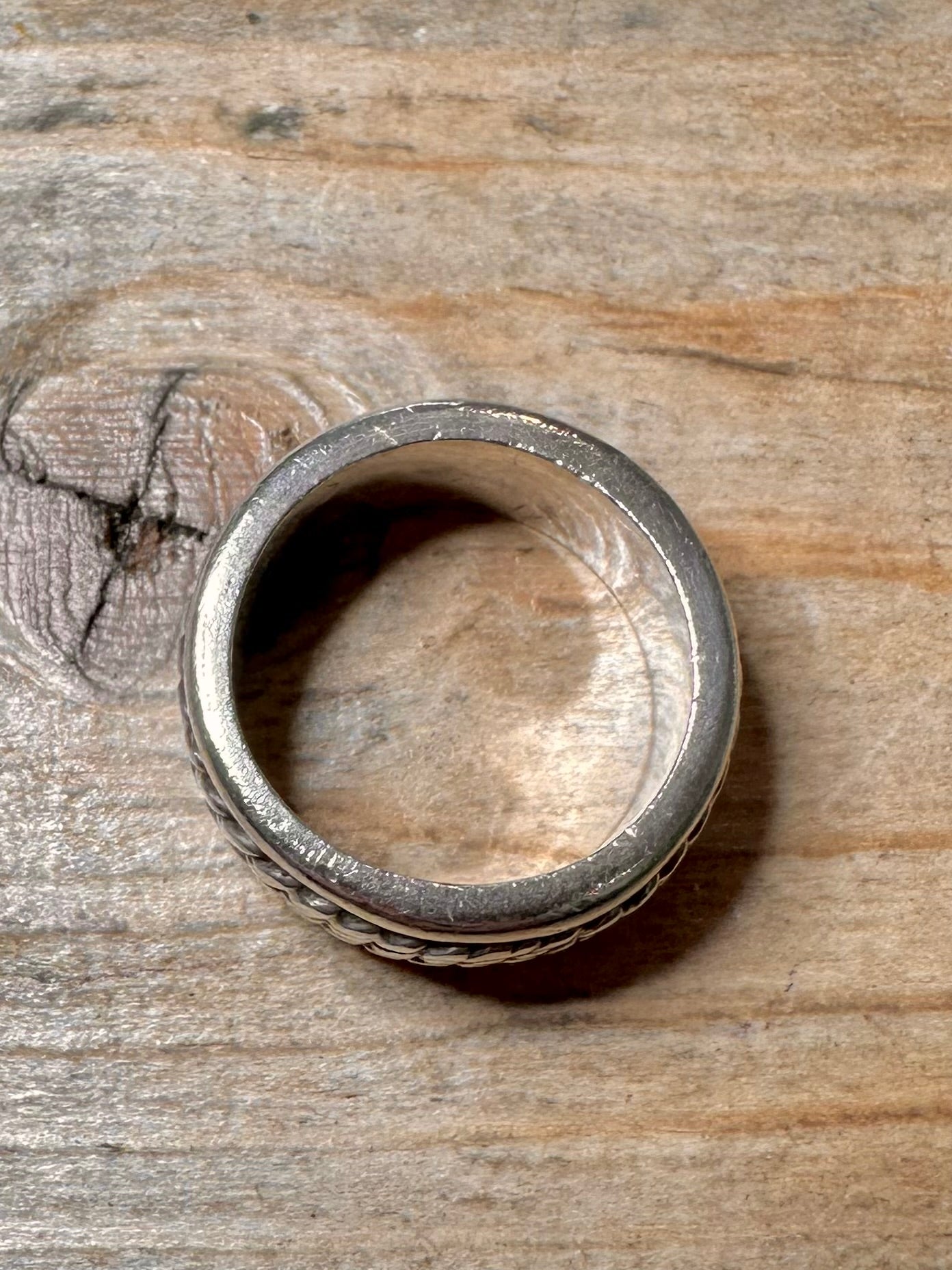 Vintage Heavy Tribal Band 925 Silver Size O1/2 Ring