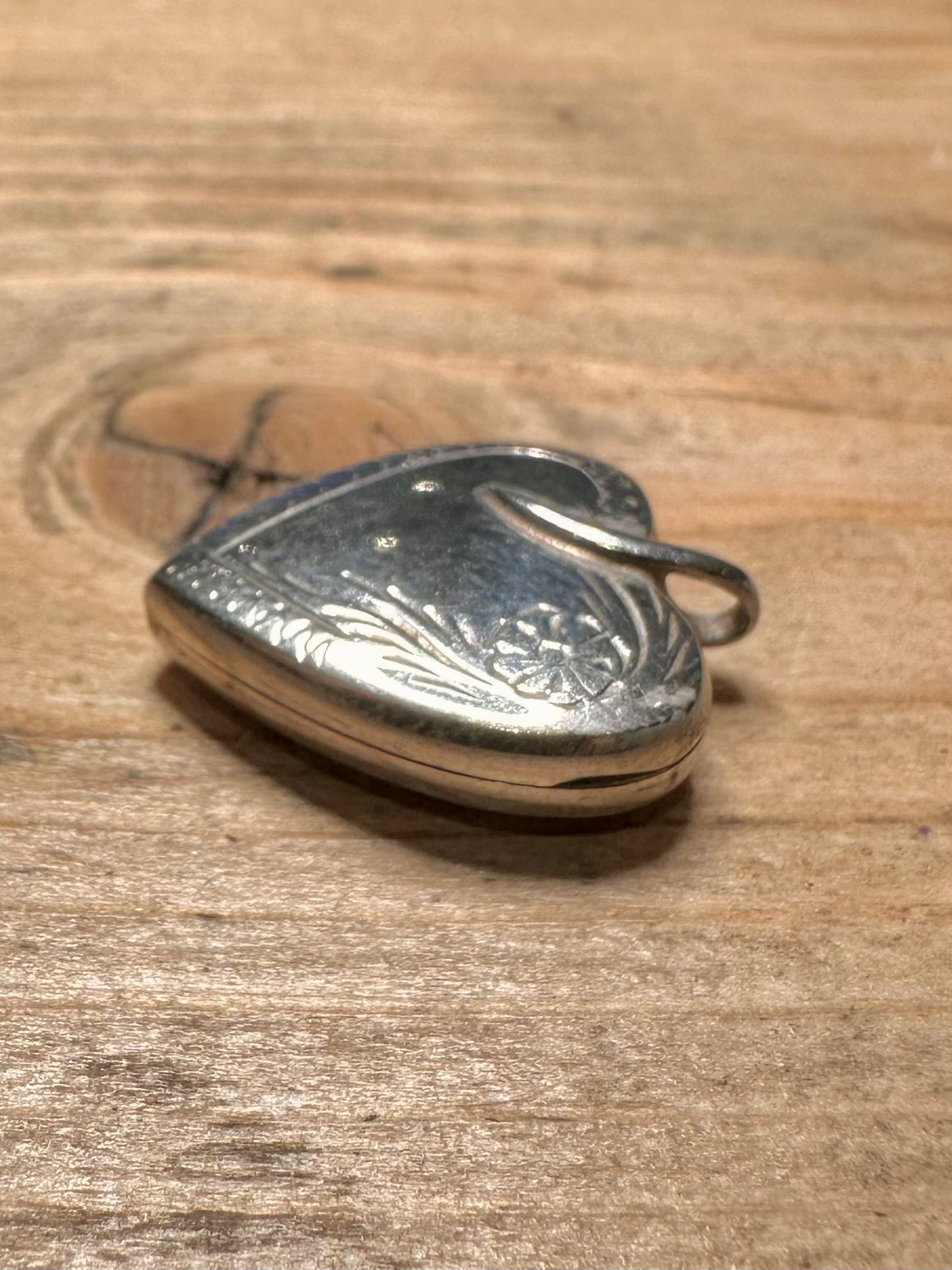 Vintage Engraved Heart 925 Silver Locket Pendant