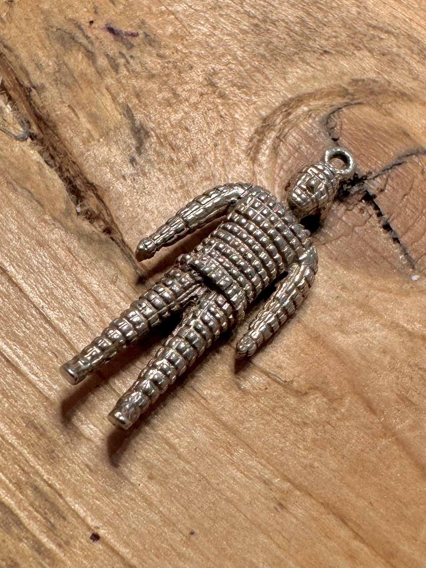 Vintage Textured Man 925 Silver Charm Pendant