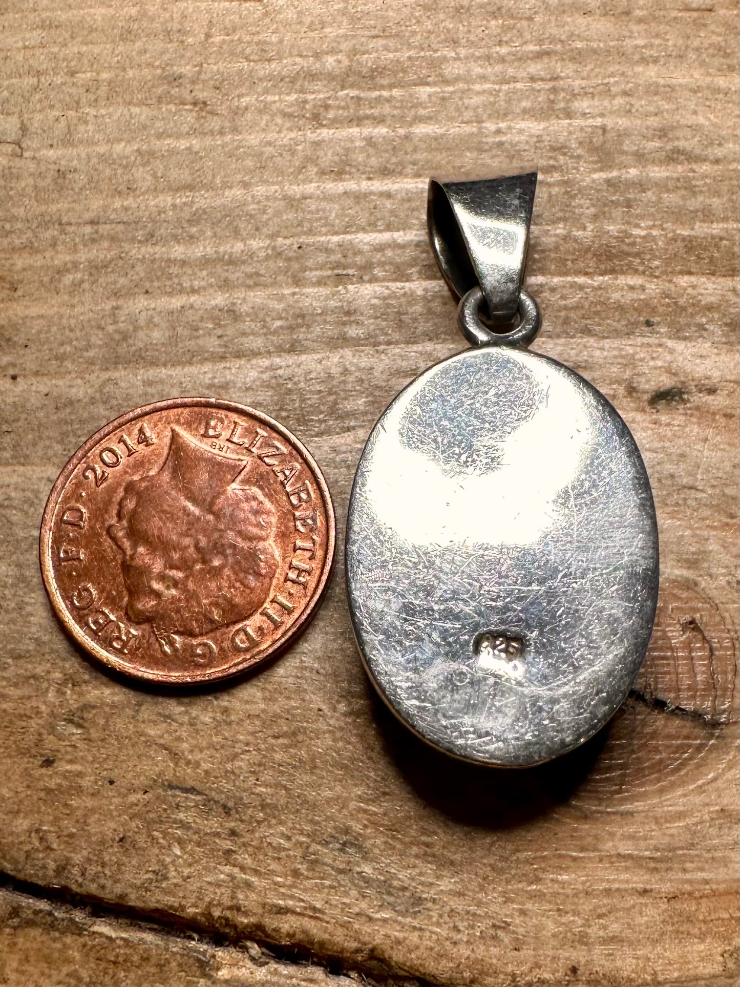 Vintage Oval Turquoise 925 Silver Pendant