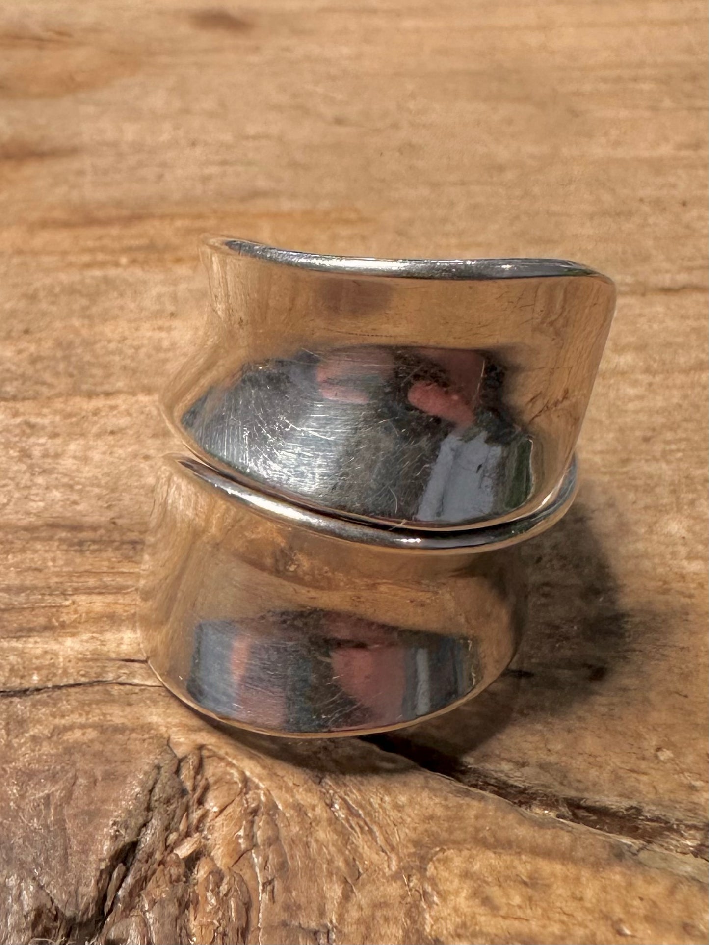 Abstract Chunky Overlapping 925 Silver Size M1/2 Ring