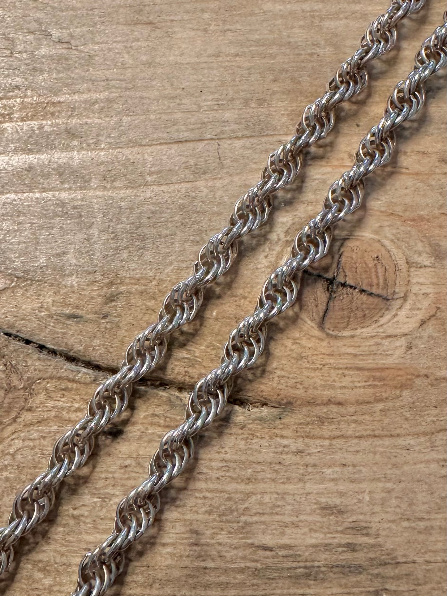 Vintage Chunky Rope Chain 925 Silver 24.5 inch Necklace