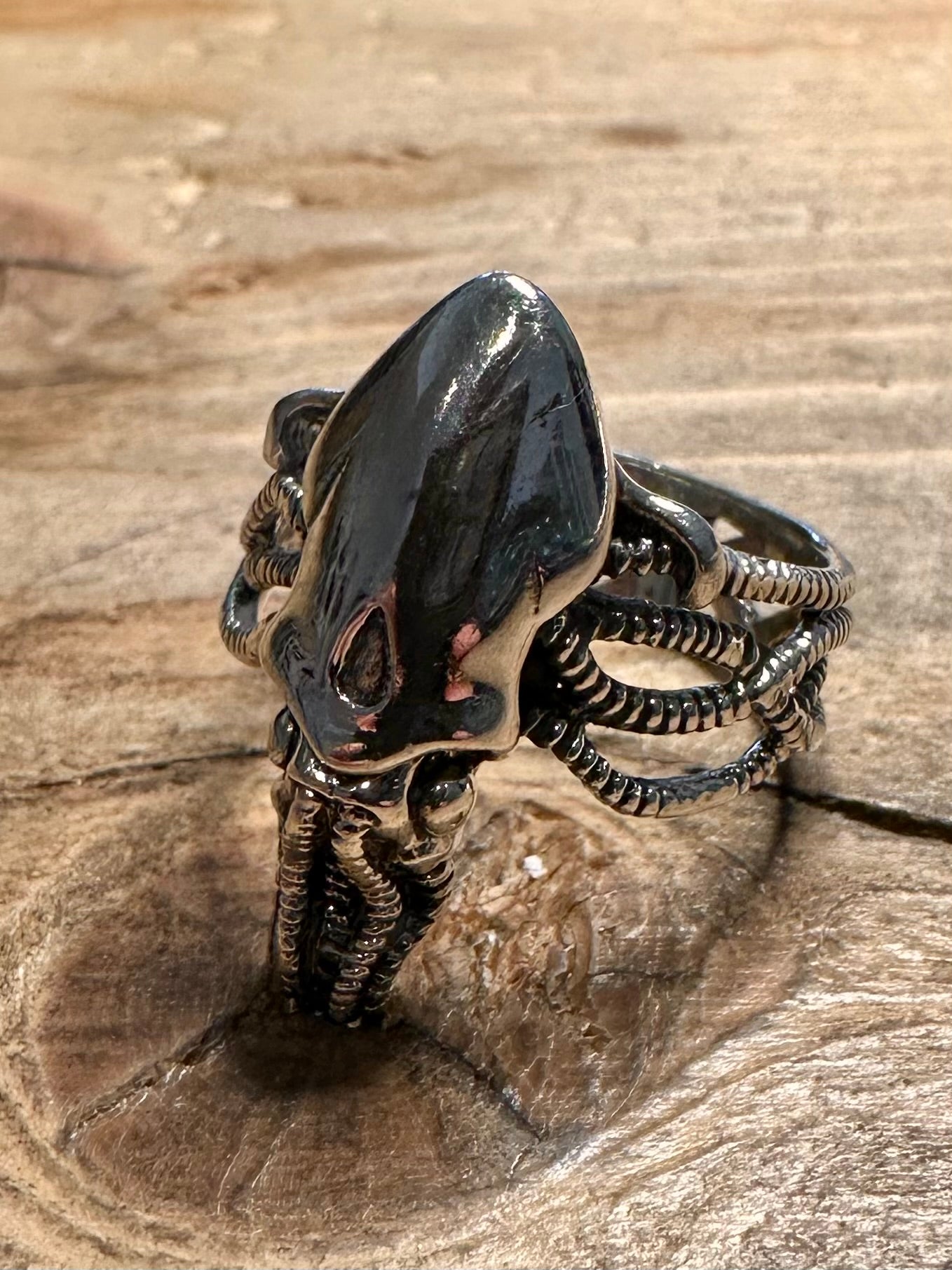Vintage Squid Textured 925 Silver Size S1/2 Ring