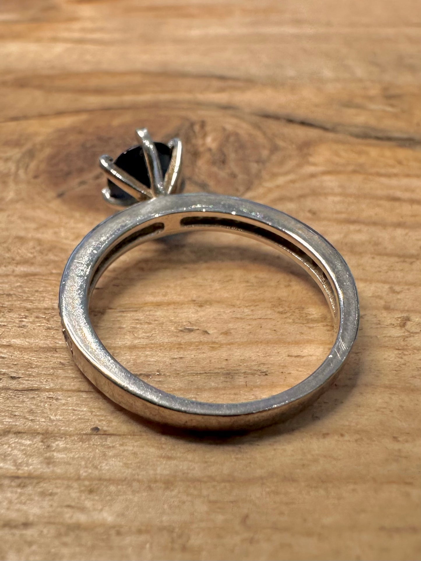 Vintage Blue Stone and White CZ 925 Silver Size M1/2 Ring