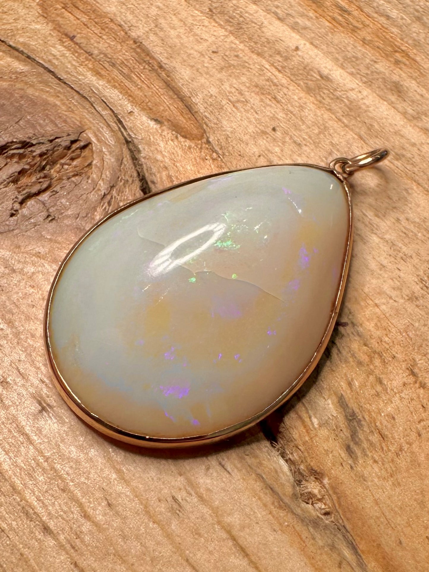 Vintage 9ct Gold Natural Opal Pear Drop Pendant