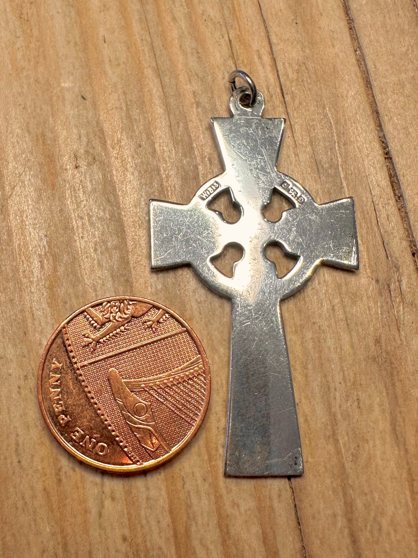 Vintage 1978 Engraved Celtic Cross 925 Sterling Silver Pendant