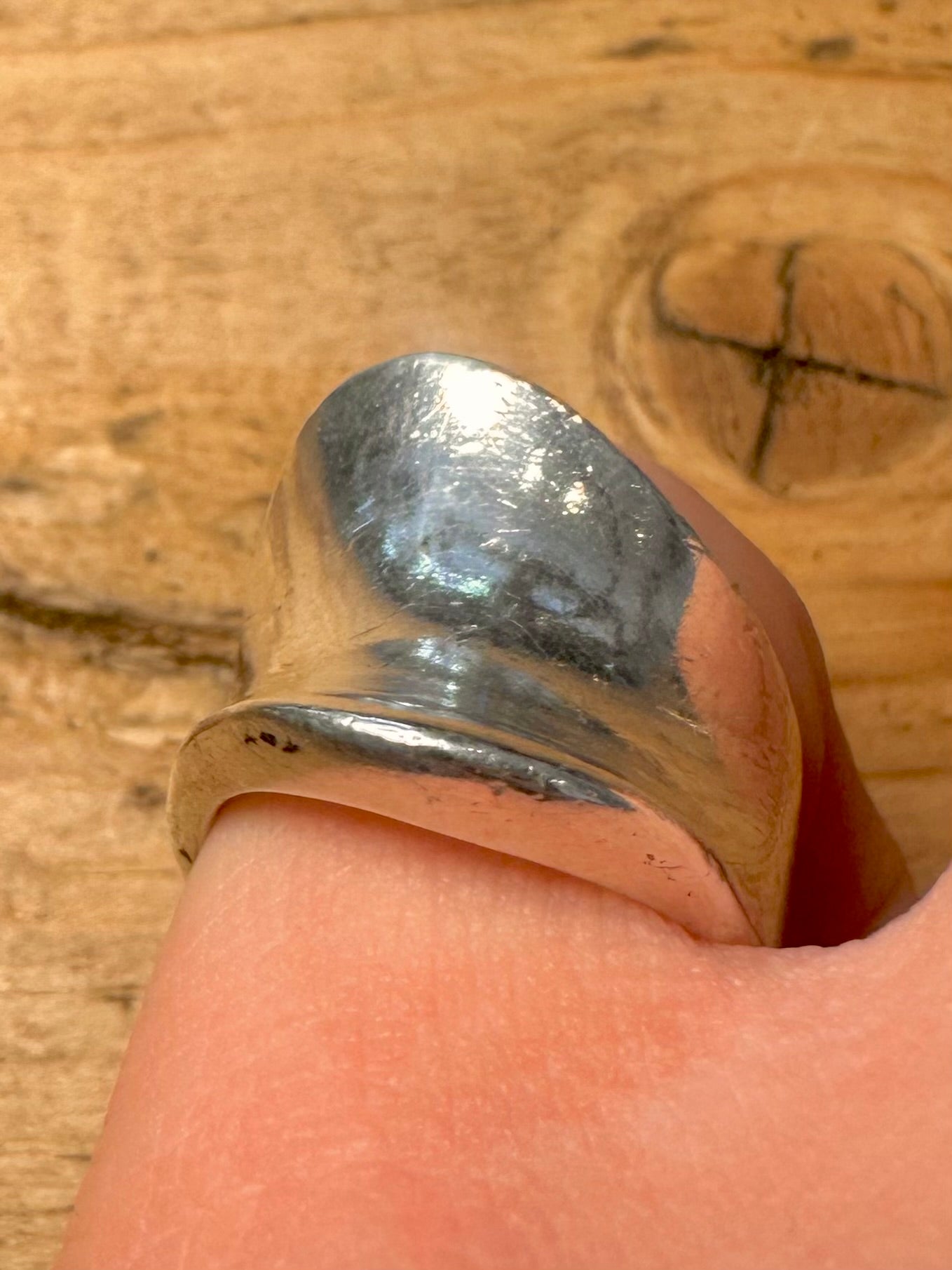 Abstract Chunky Concave 925 Silver Size N1/2 Ring
