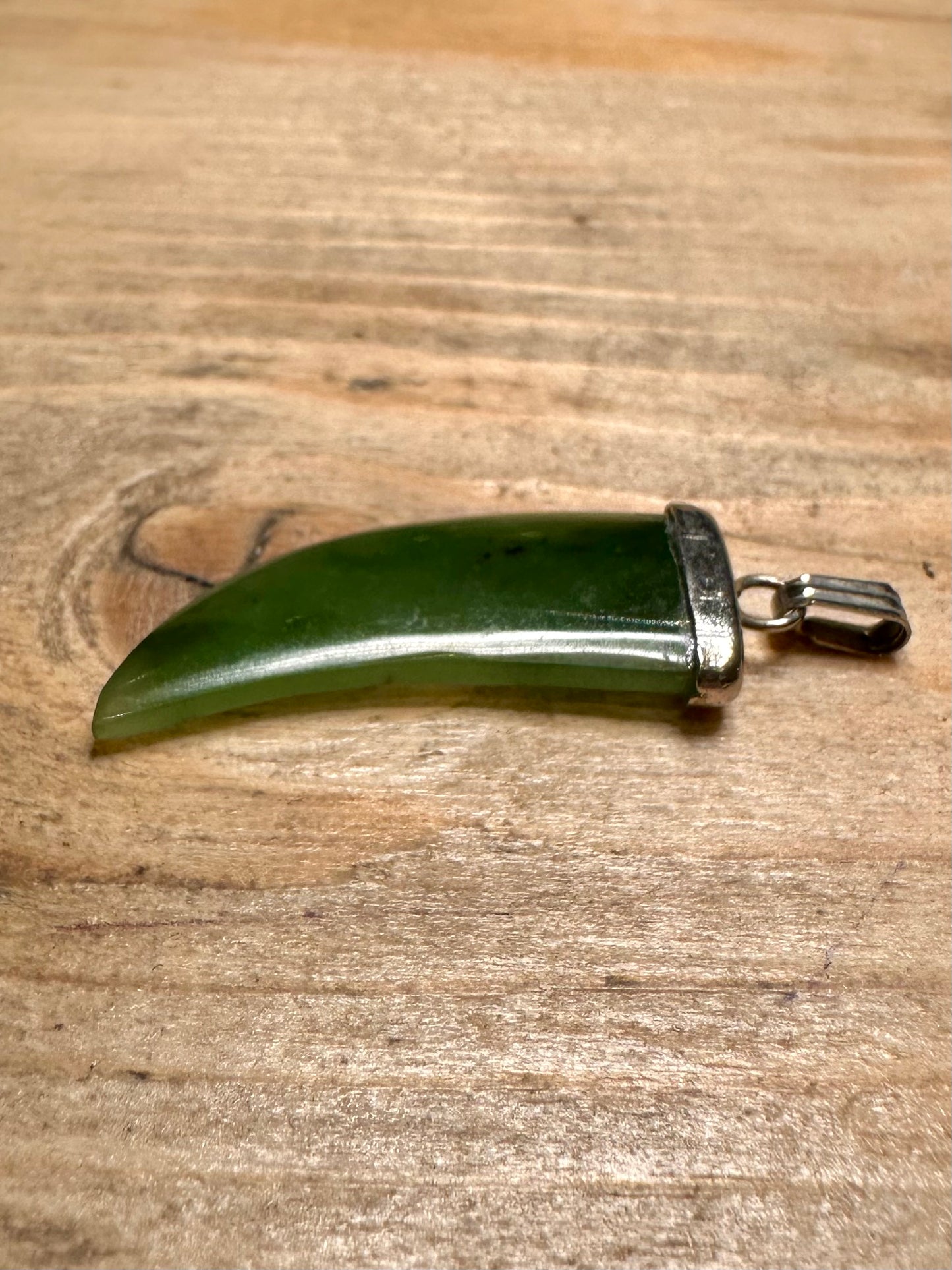 Vintage Jade Claw White Metal Pendant
