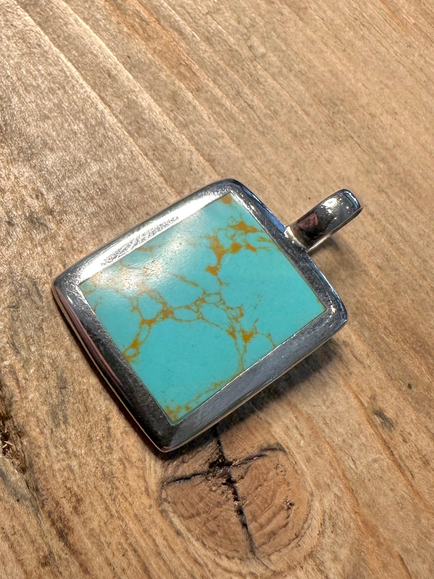 Vintage Howlite Rectangle 925 Silver Pendant