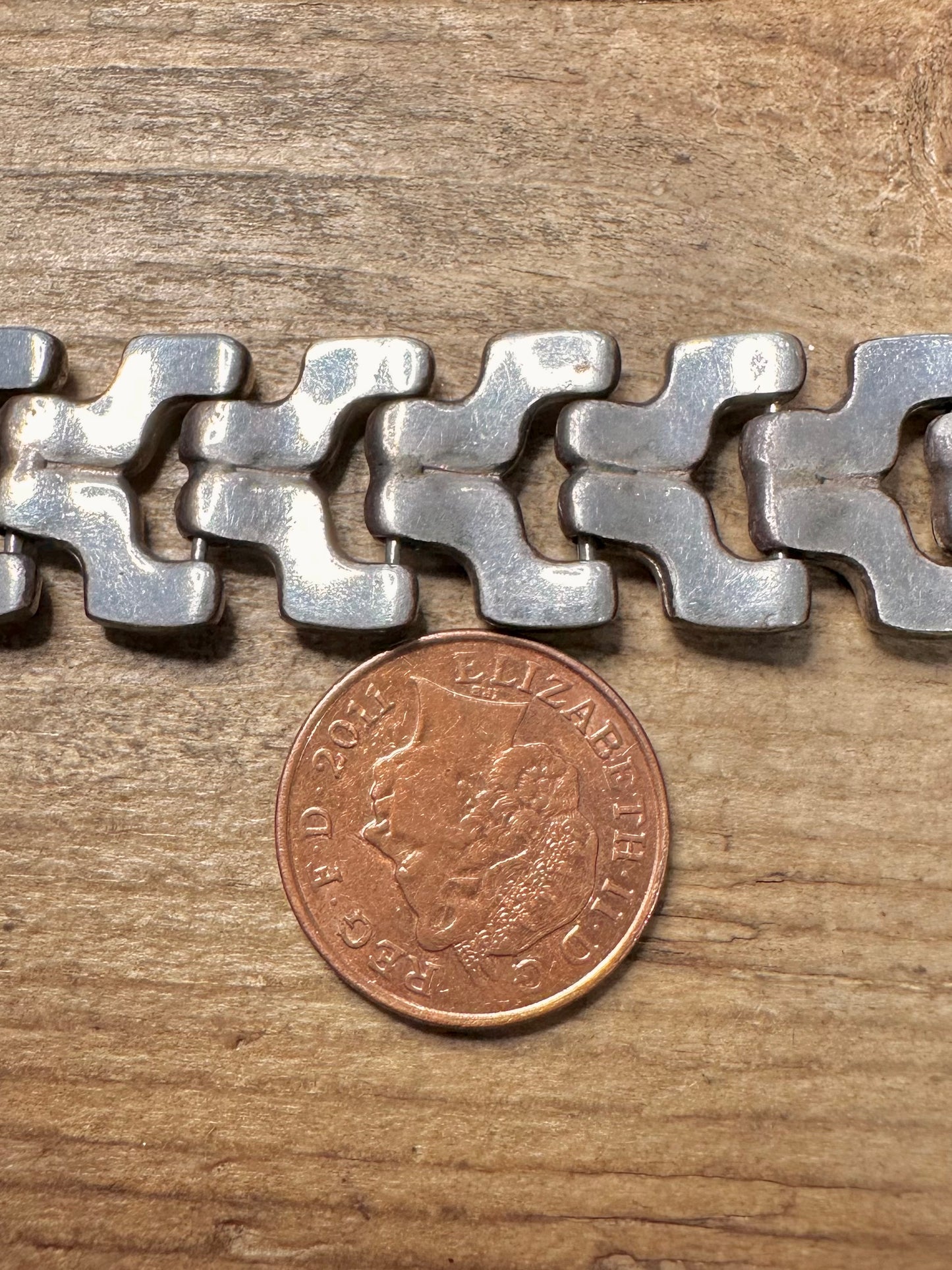 Abstract Heavy Tag Heuer Link 925 Silver 7.5 inch Bracelet