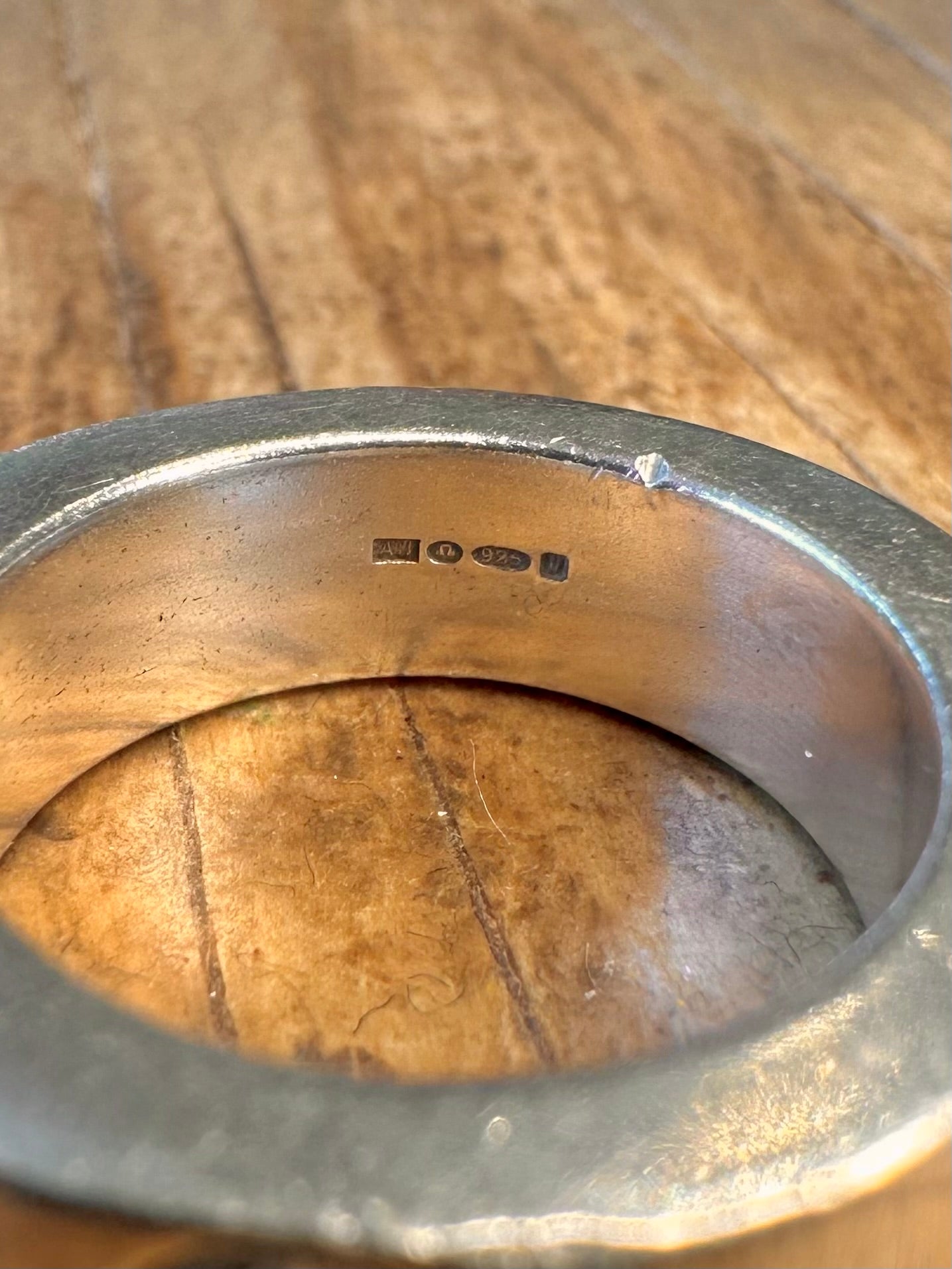Modernist 1995 CZ Stein Dick Schwer Band 925 Sterling Silber Größe L Ring