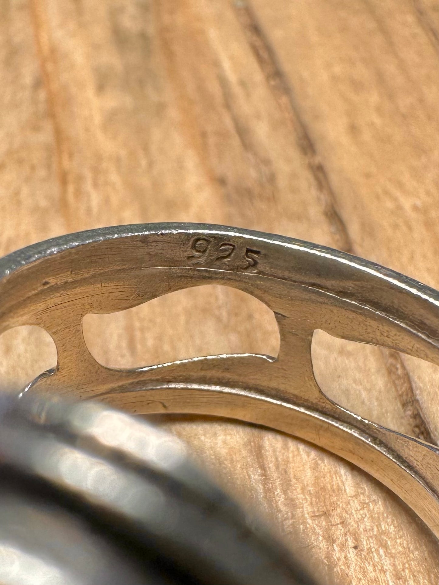 Abstract Dendritic Oval 925 Sterling Silver Size P1/2 Ring