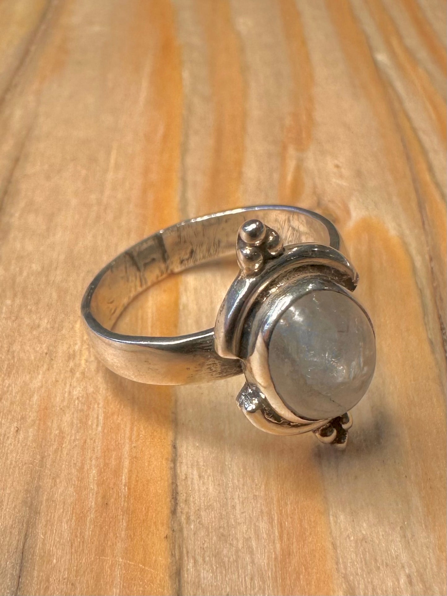 Vintage Moonstone Boho 925 Silver Size L Ring