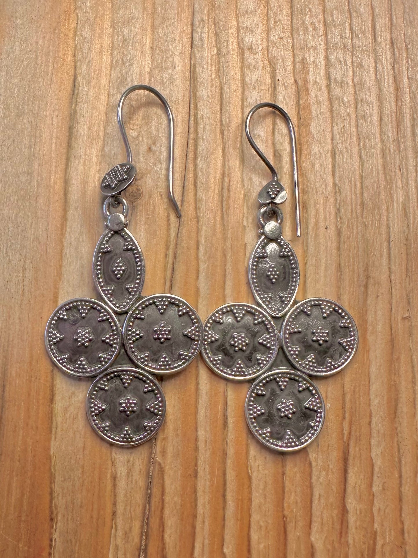 Vintage Tribal Ornate 925 Sterling Silver Earrings