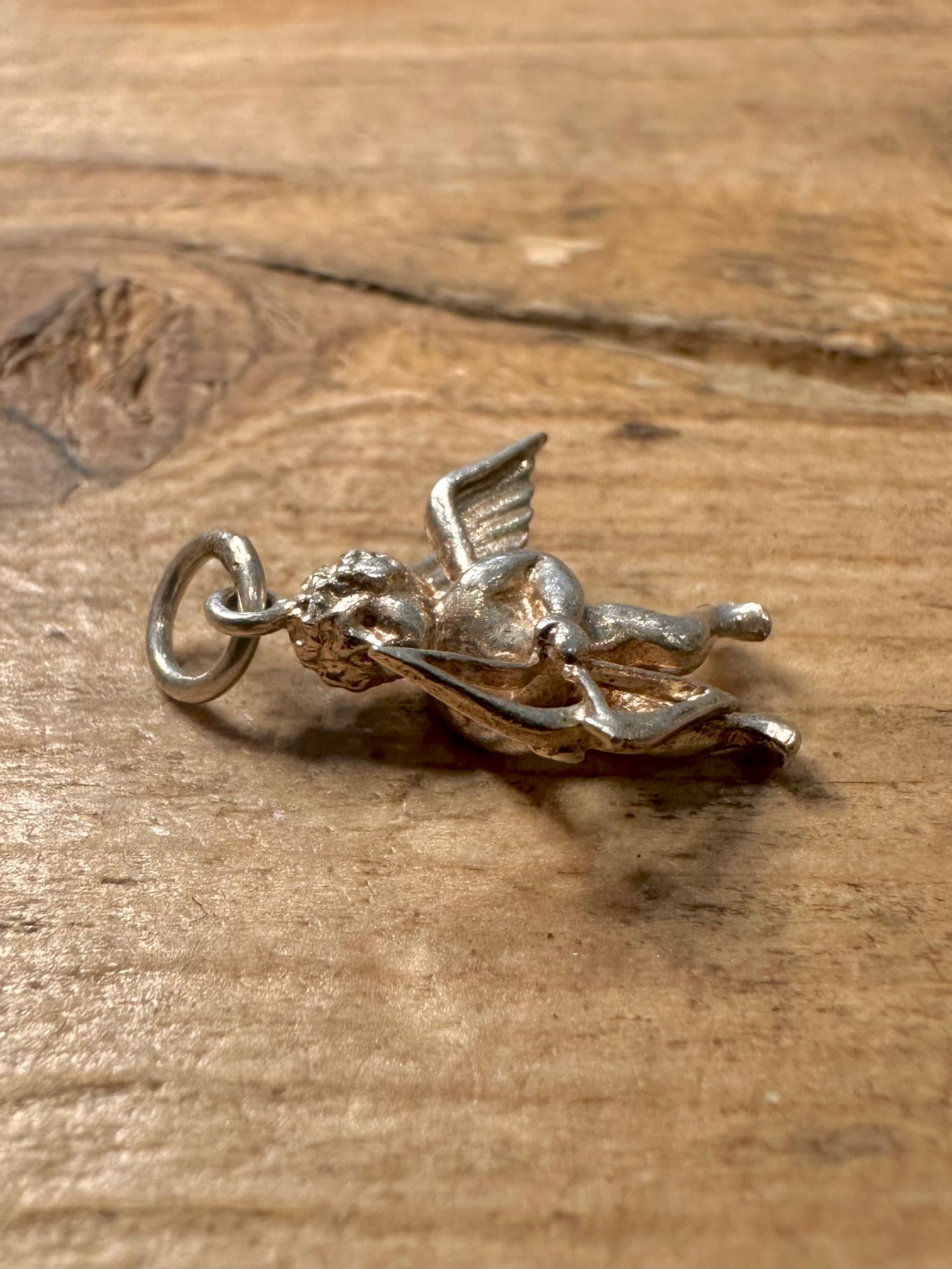Vintage Cherub Angel 925 Silver Charm Pendant