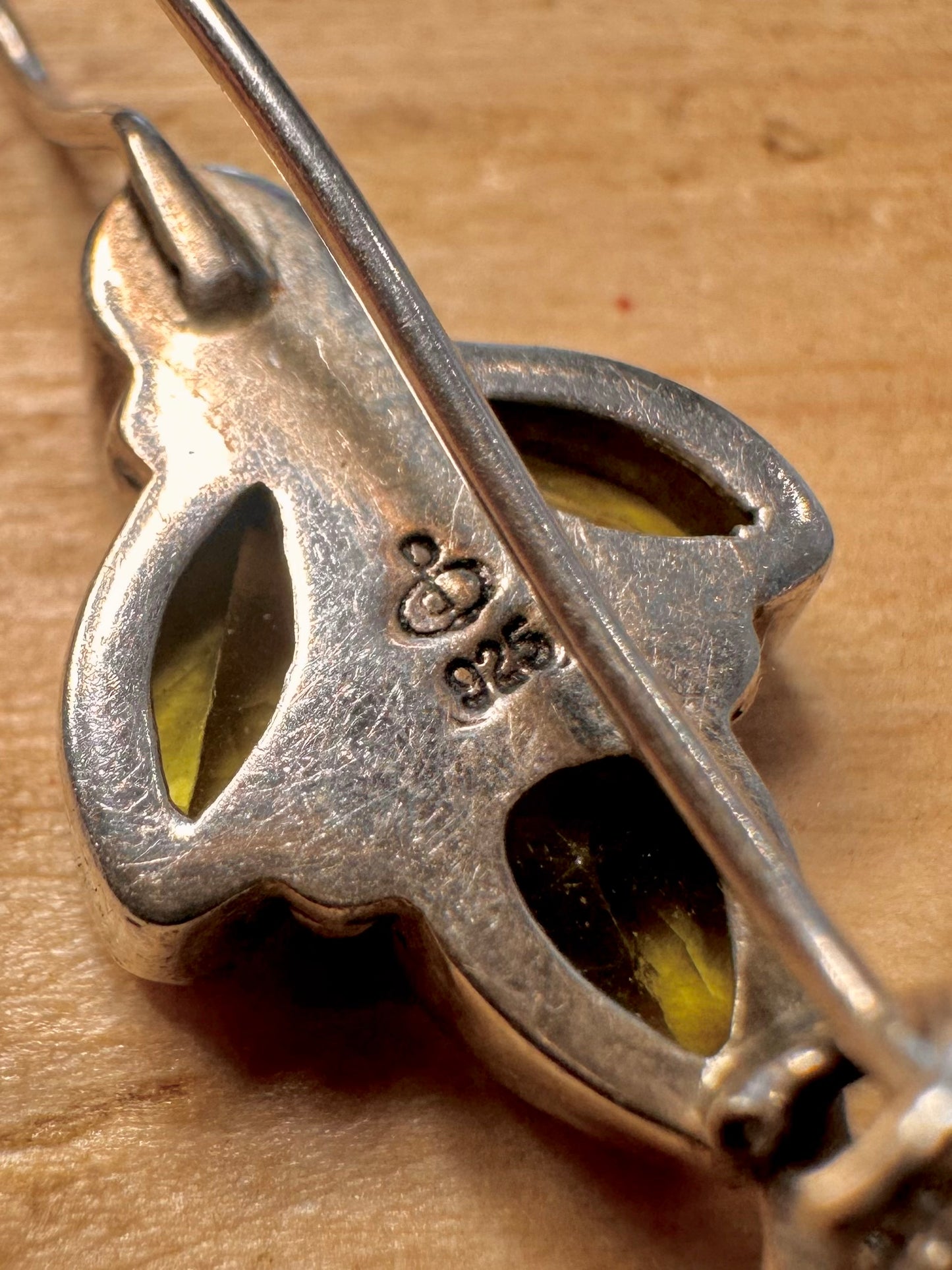 Vintage Peridot Dangle 925 Silver Earrings