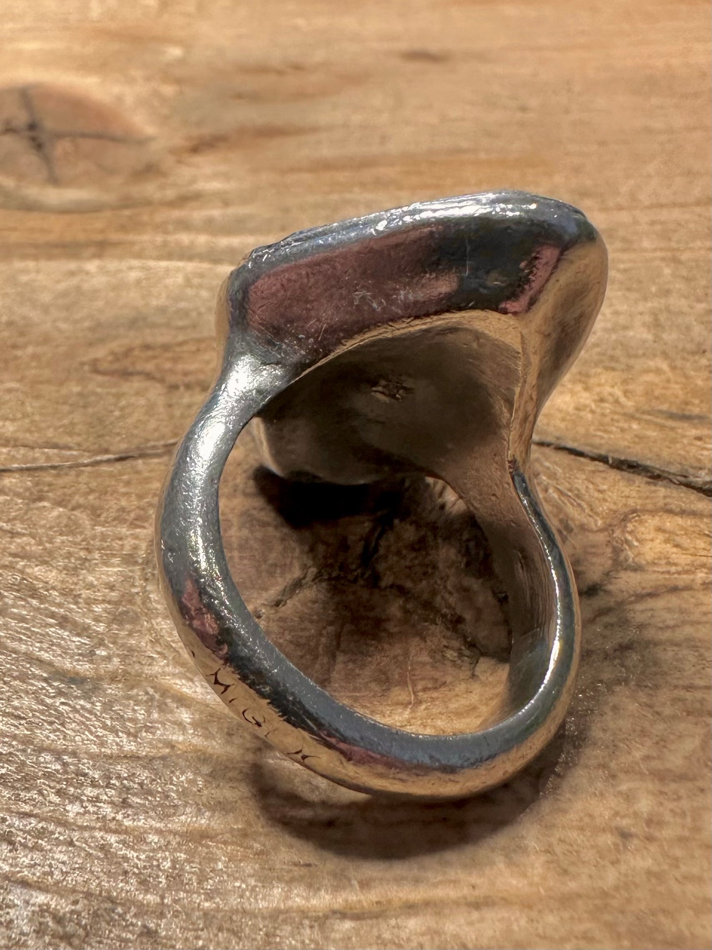 Abstract Large White Stone 925 Silver Size M1/2 Ring