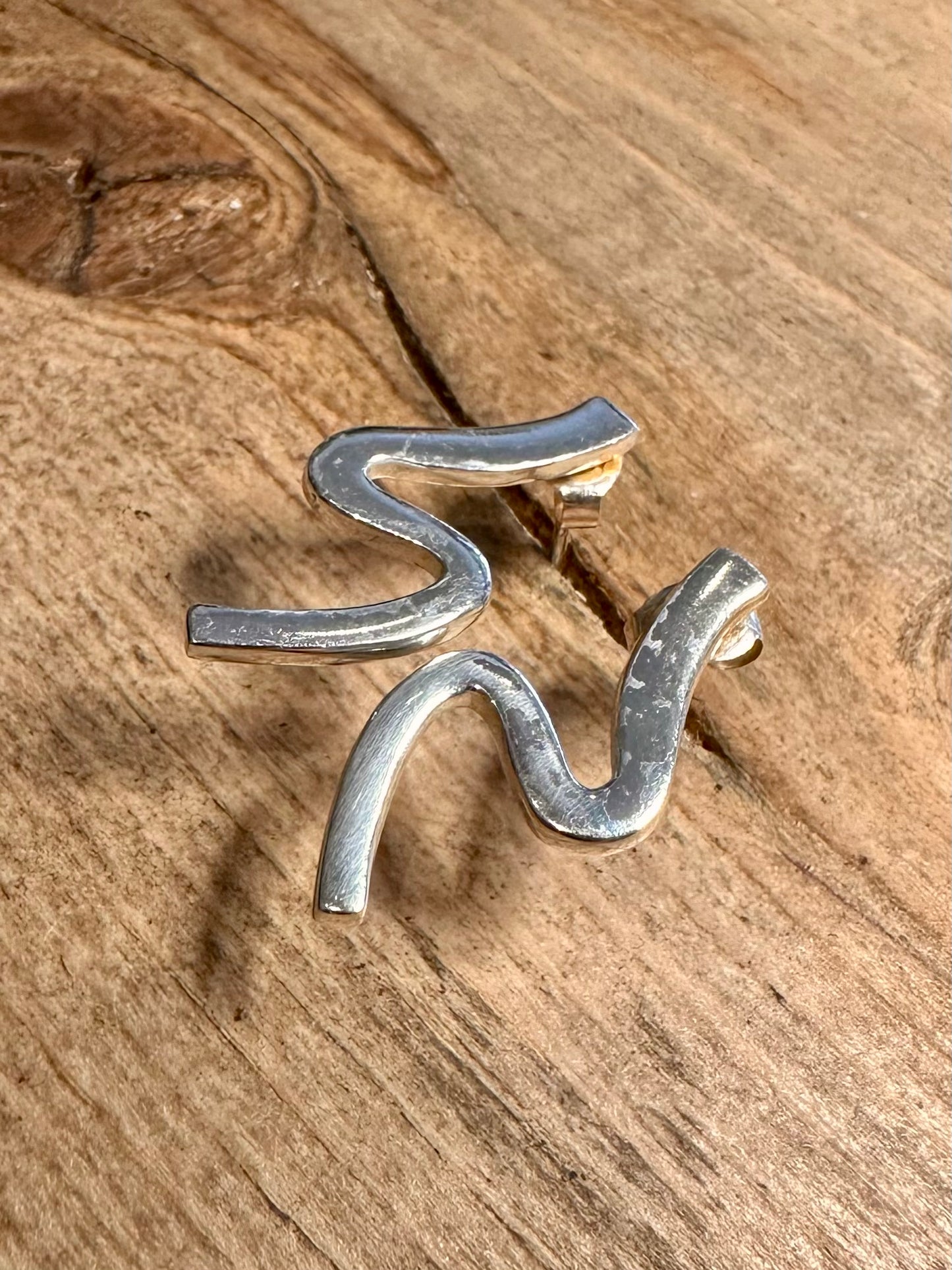 Abstract Zig Zag 925 Silver Earrings