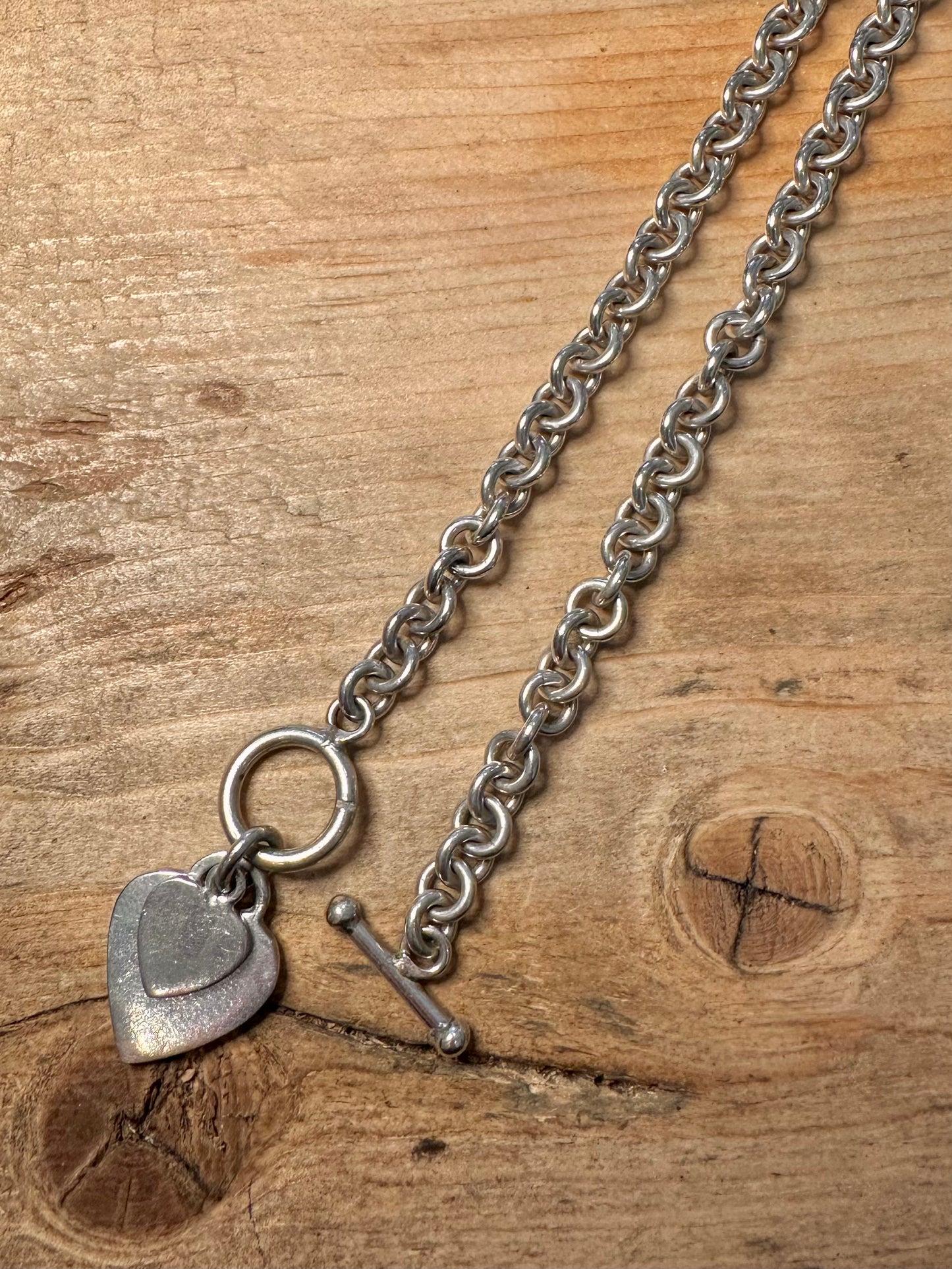 Vintage Chunky Belcher Chain T Bar Clasp 925 Silver 16 inch Necklace