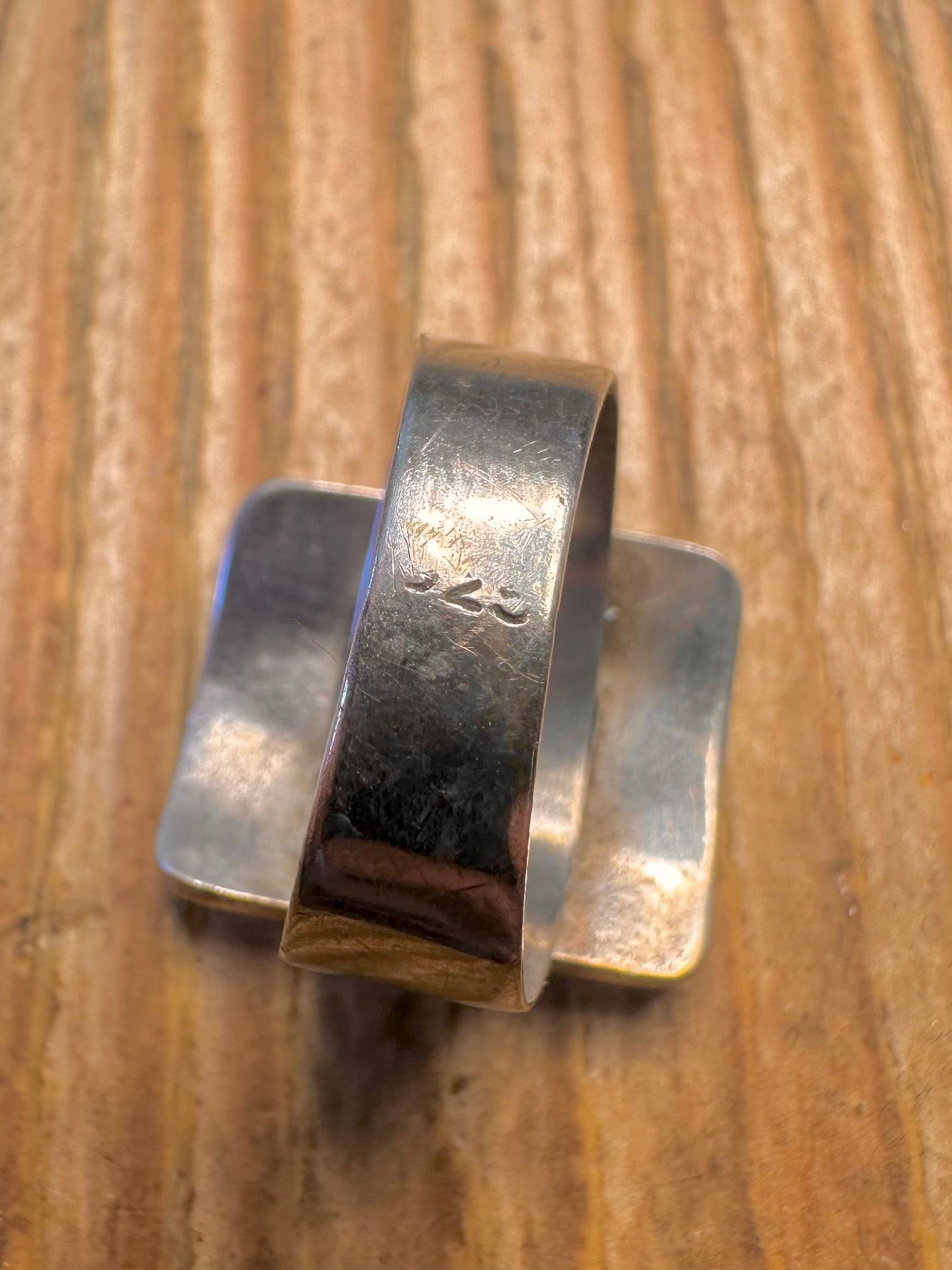 Abalone Figure Rectangular 925 Sterling Silver Size M1/2 Ring