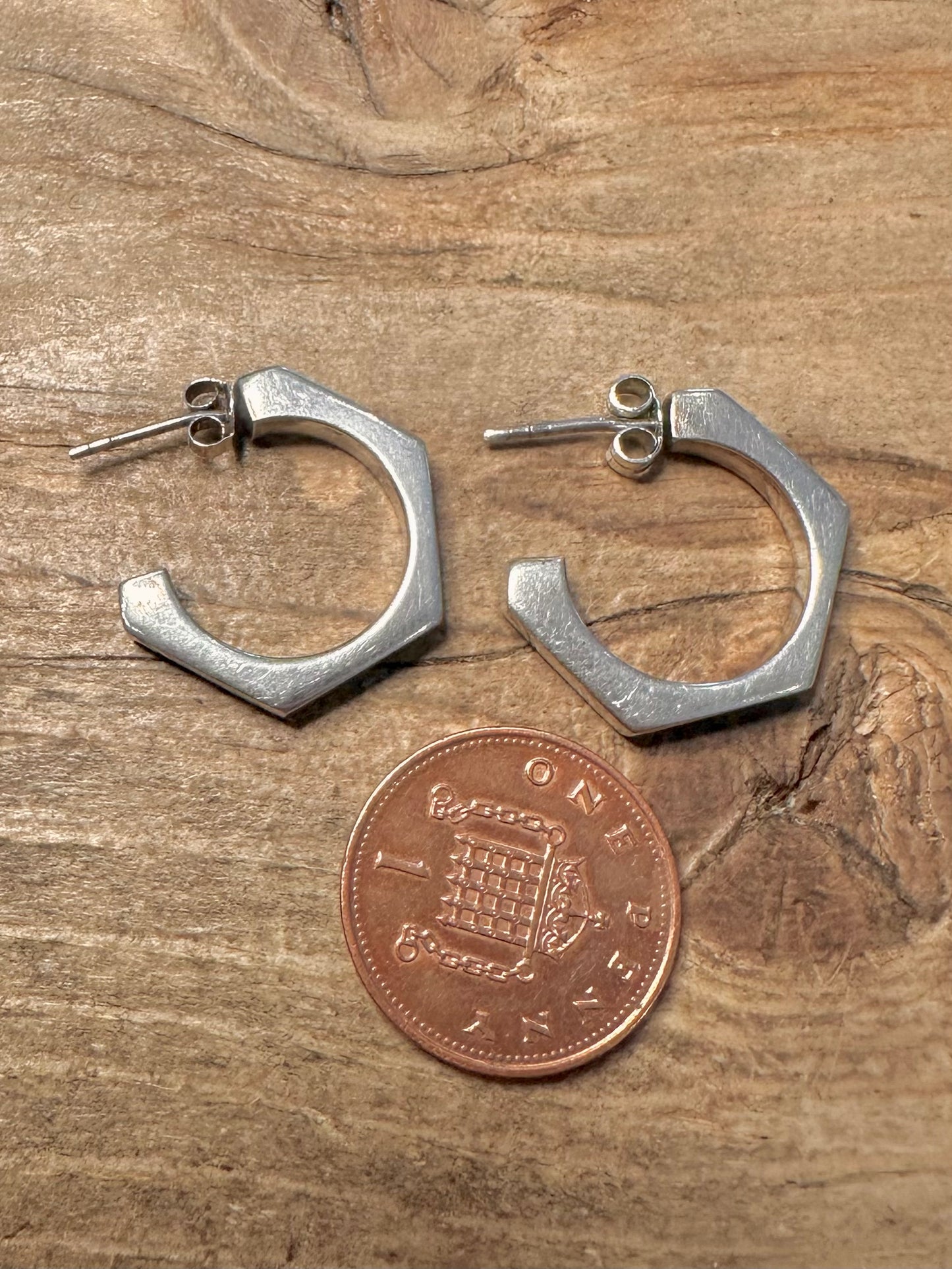 Vintage Geometric Hoops 925 Silver Earrings