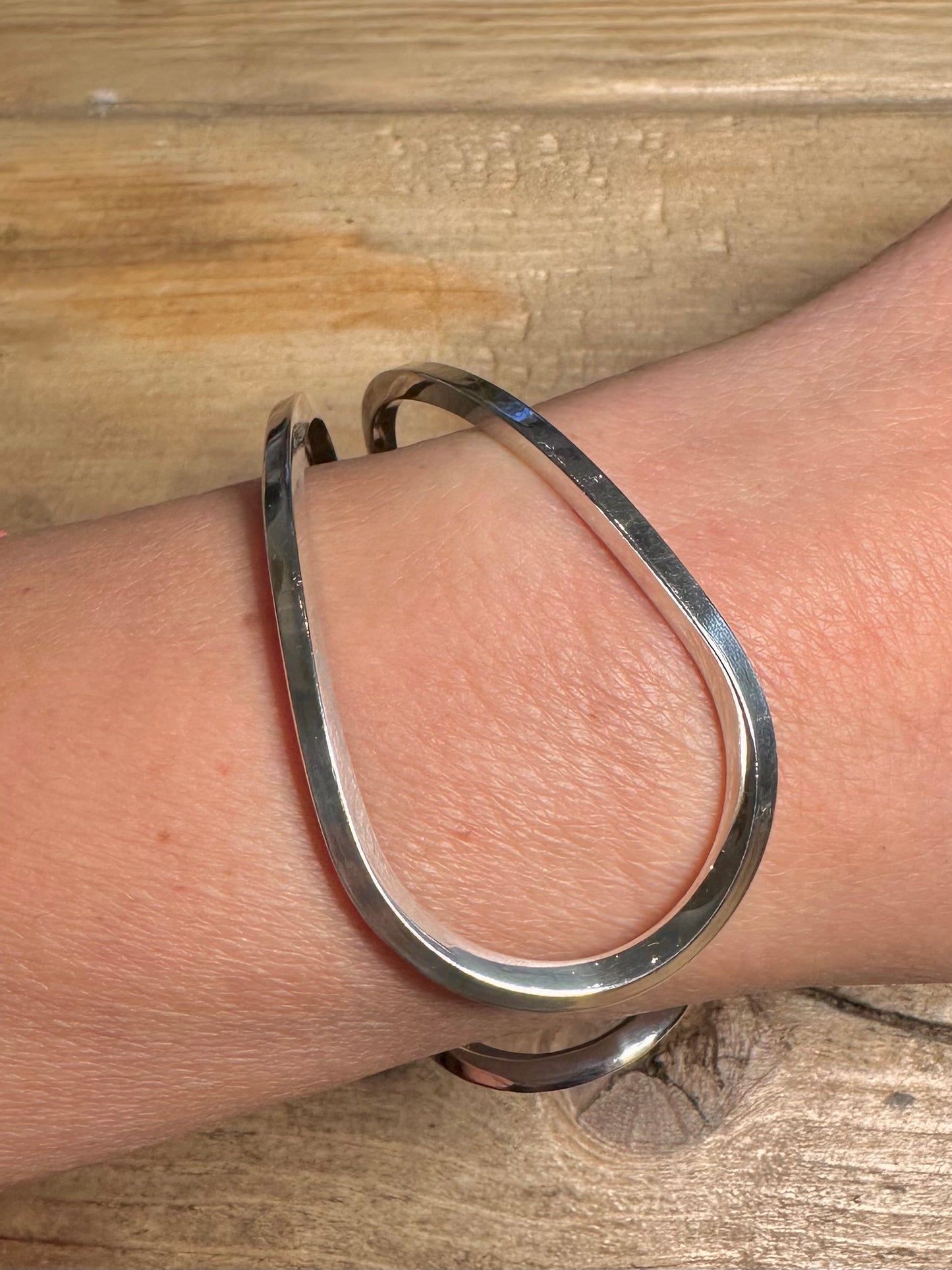 Abstract Shape Designer 925 Silver Cuff Bangle