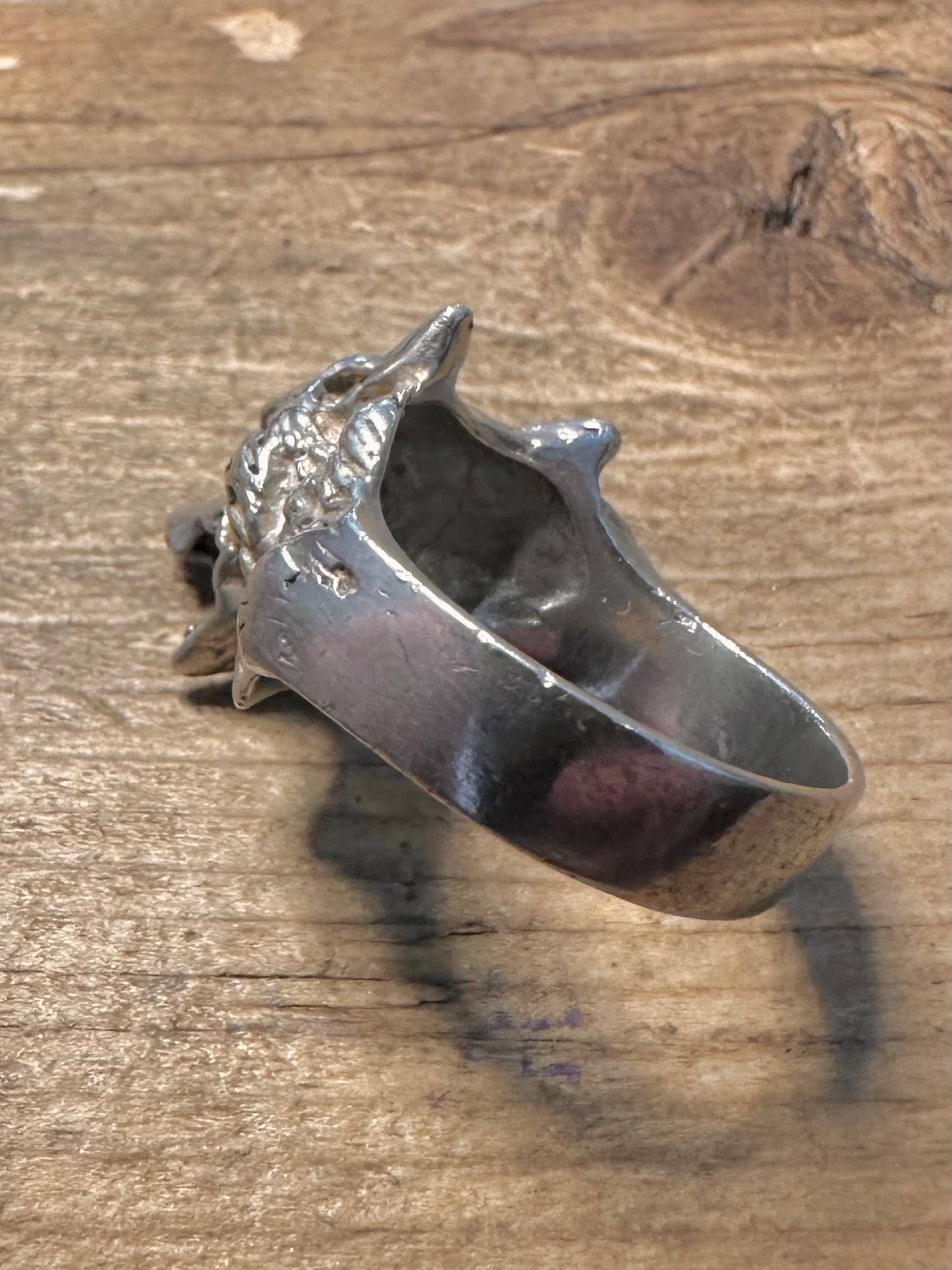 Vintage Wolf Head 925 Silver Size T Ring