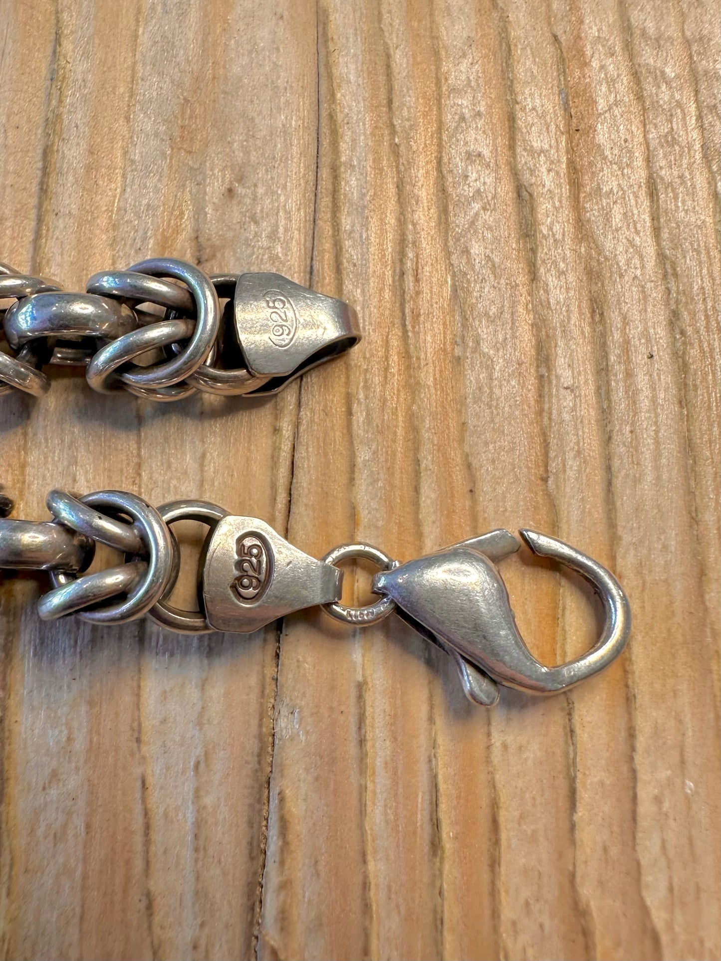 Vintage Chunky Byzantine Chain 925 Sterling Silver 21 inch Necklace