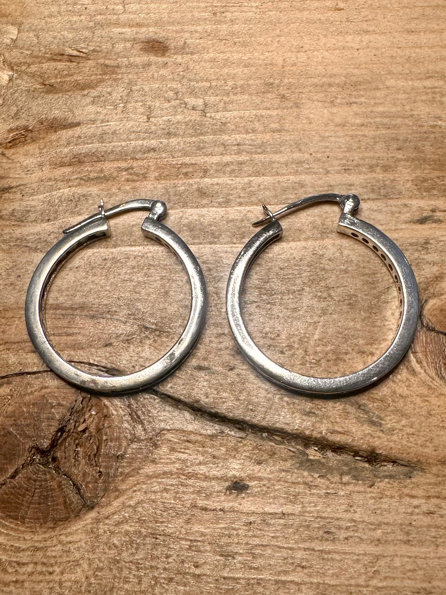 Modern CZ Hoops 925 Silver Earrings