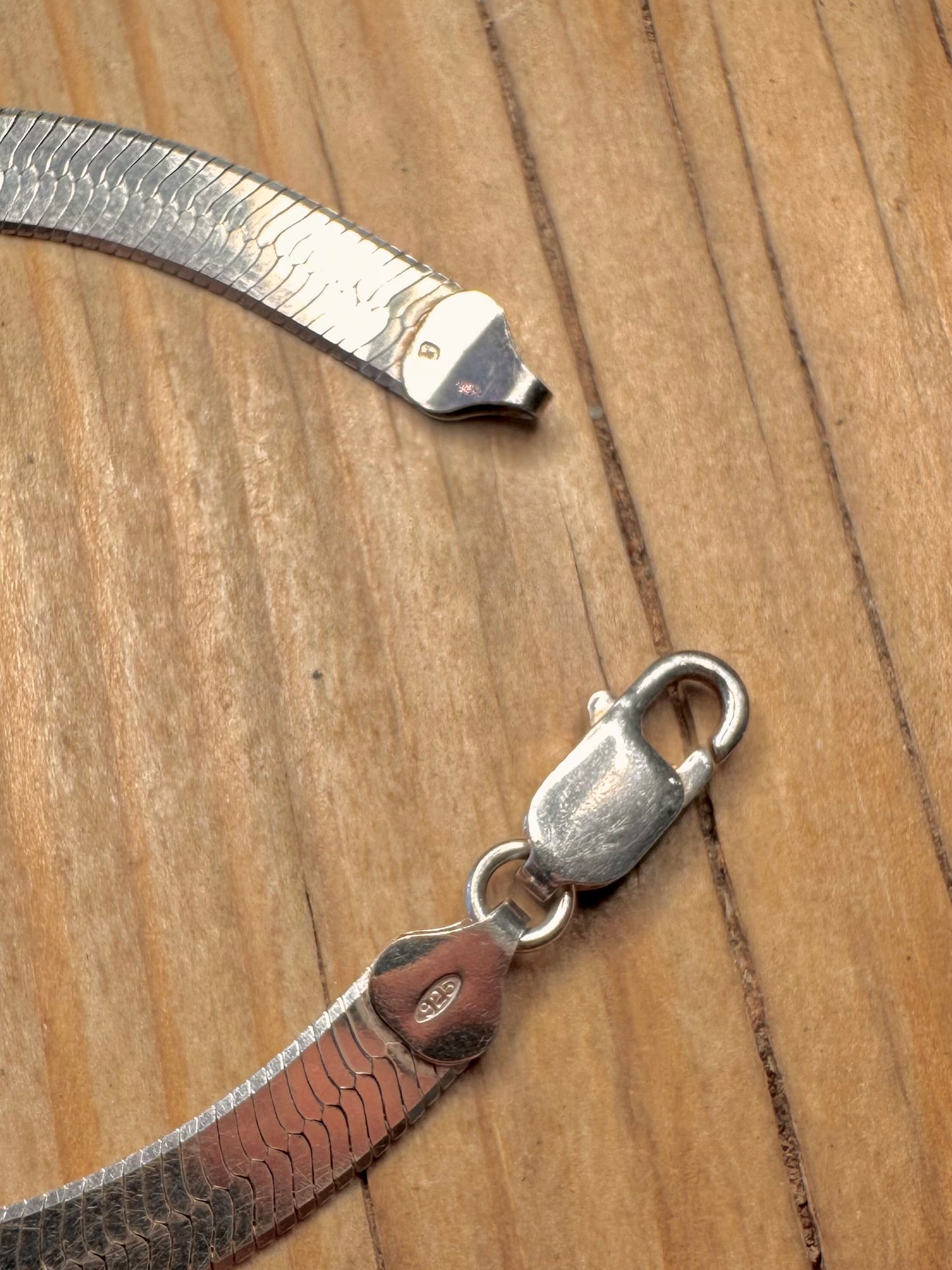 Vintage Herringbone 925 Sterling Silver 7.4 inch Bracelet