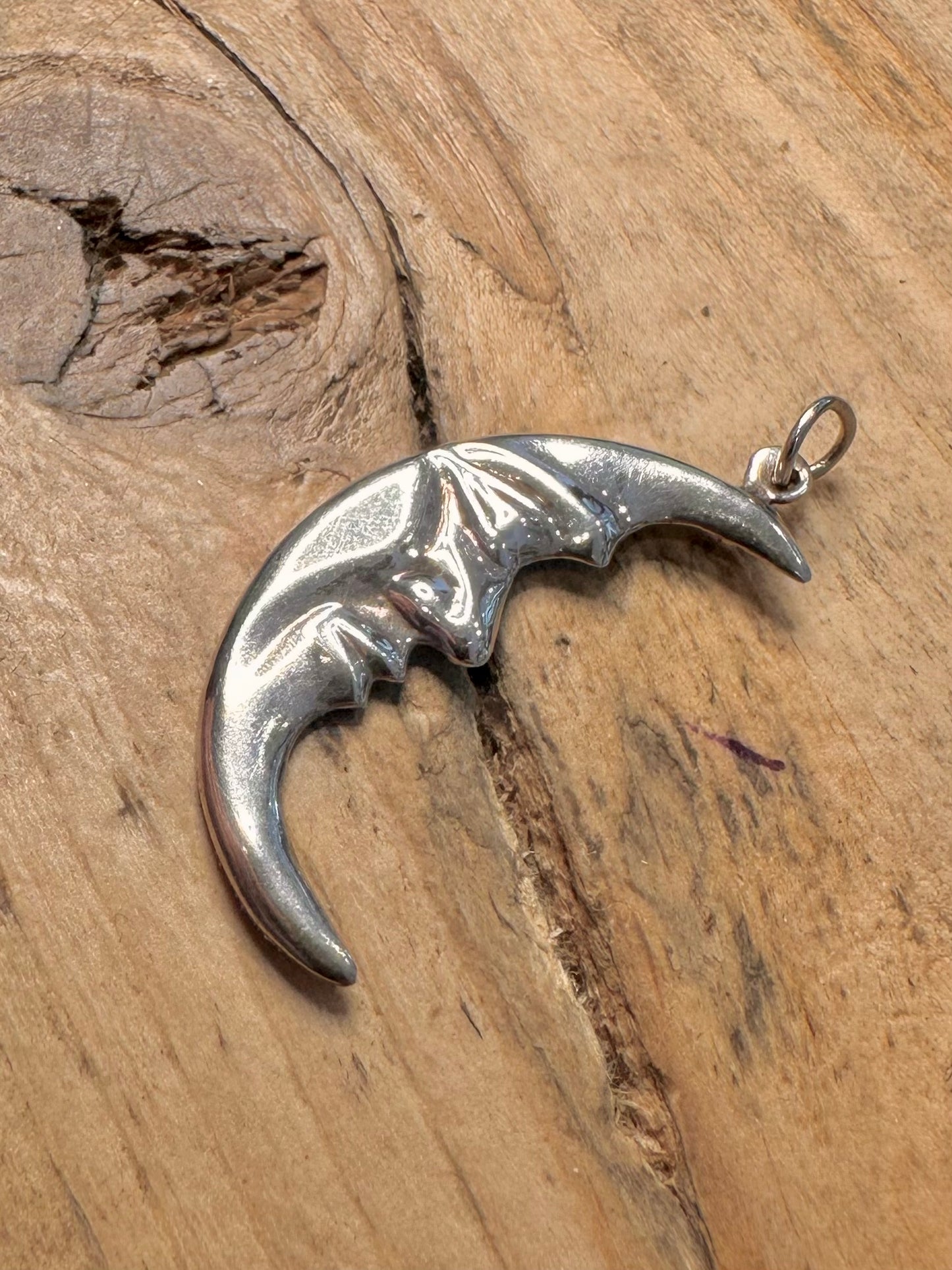 Vintage Moon face 925 Silver Pendant