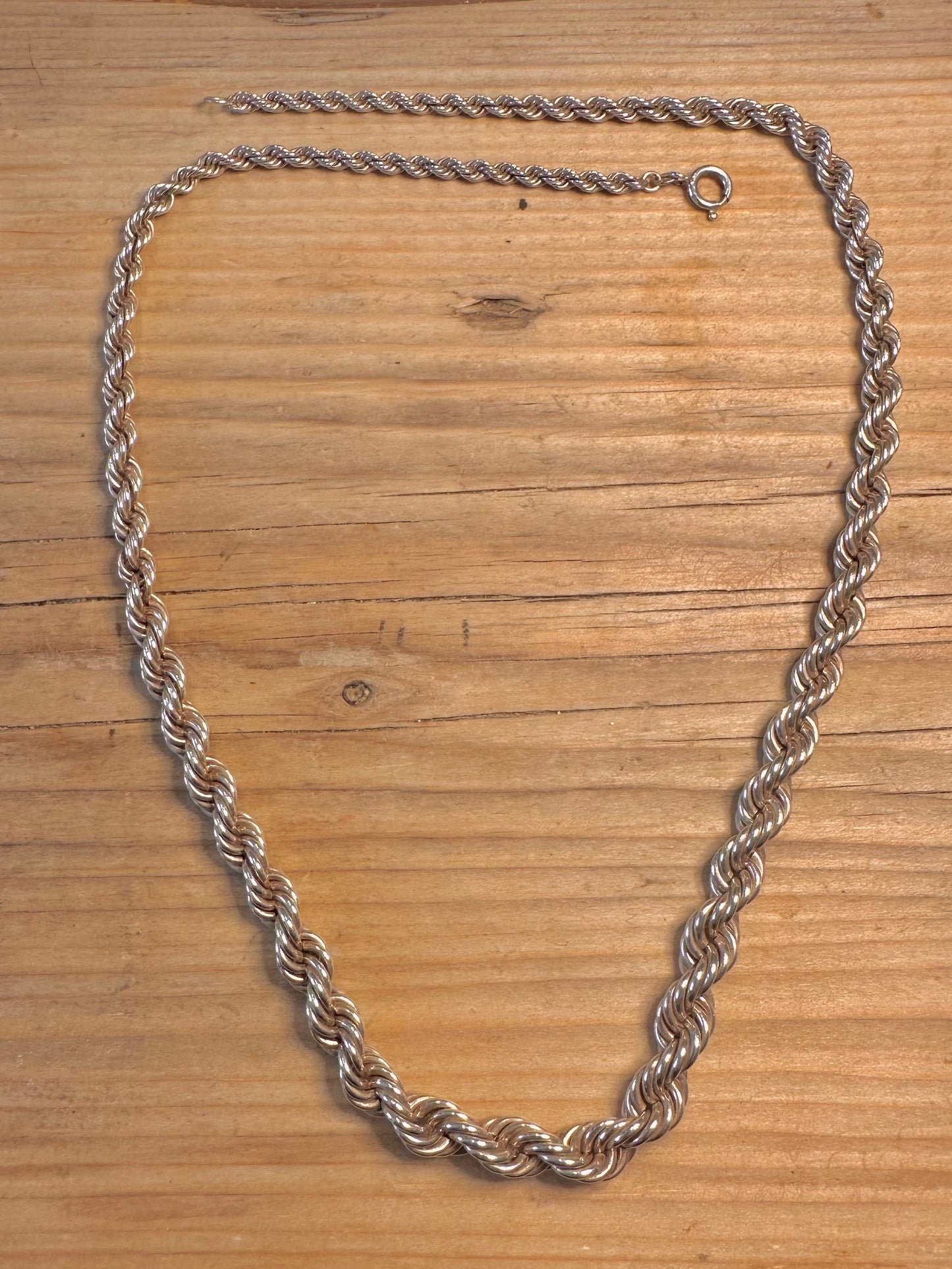 Vintage Graduated Rope Chain 925 Sterling Silver 20 inch Necklace