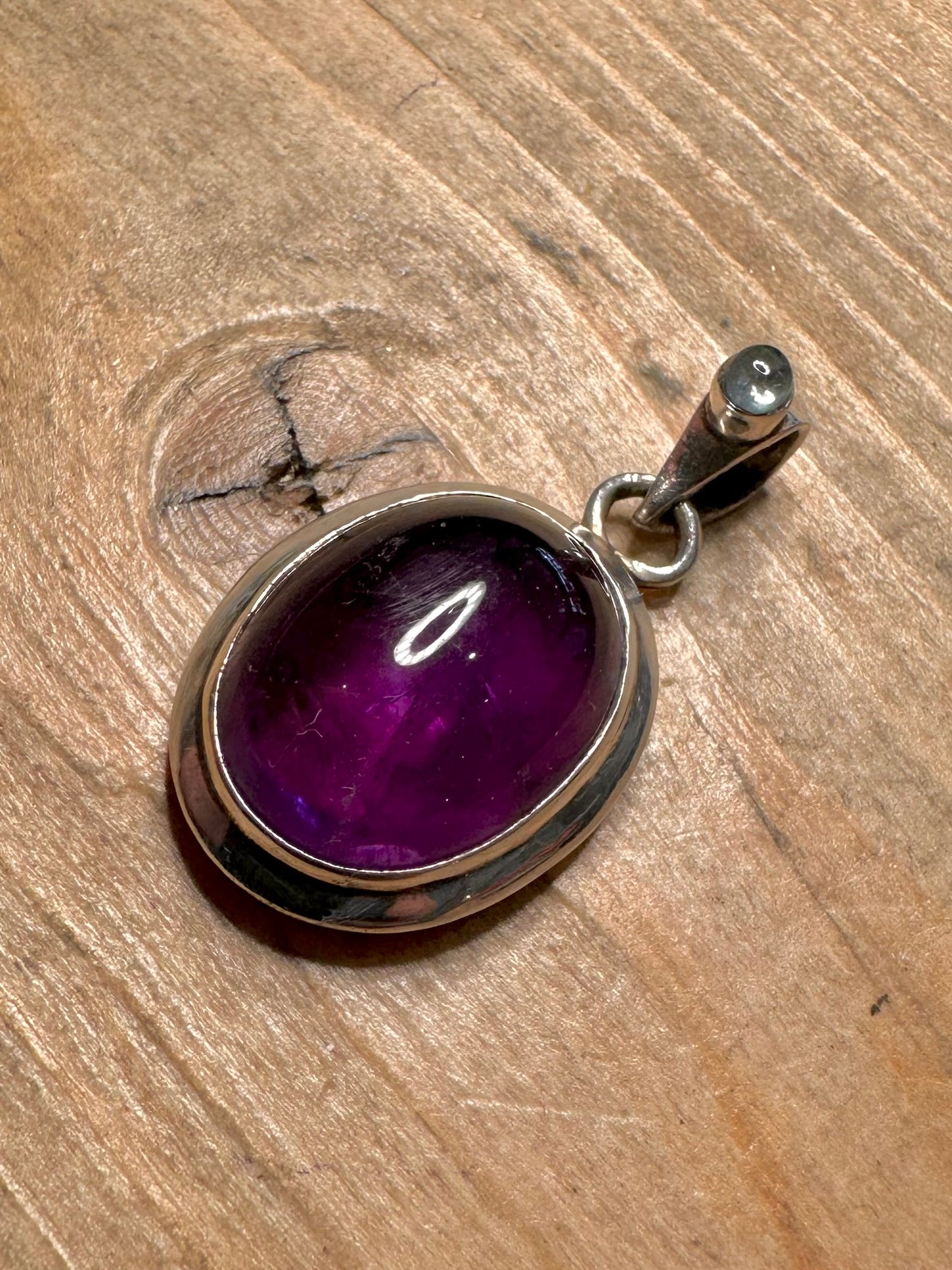 Vintage Oval Amethyst and Blue Stone 925 Silver Pendant