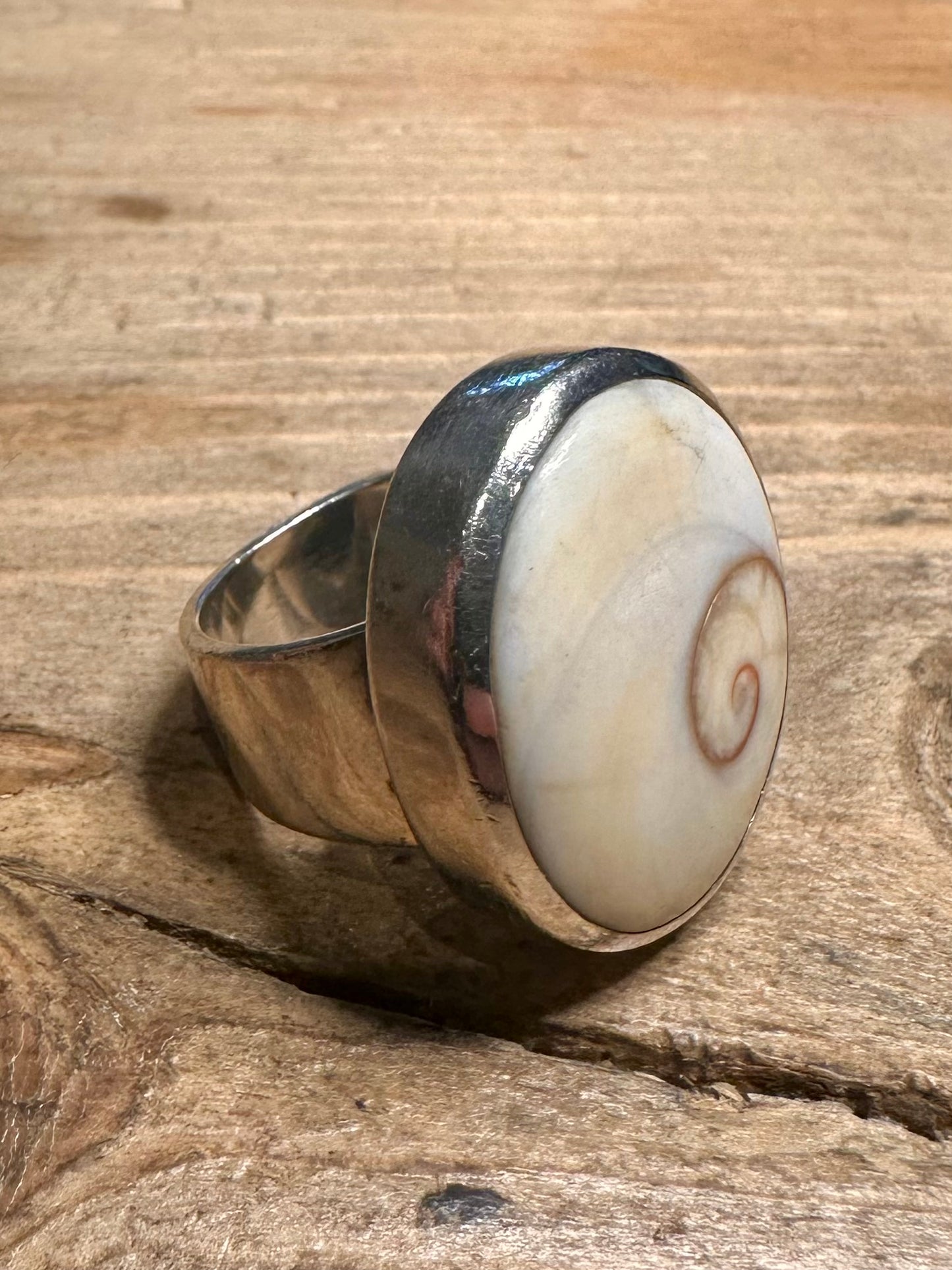 Vintage Chunky Shiva Eye 925 Silver Size P Ring