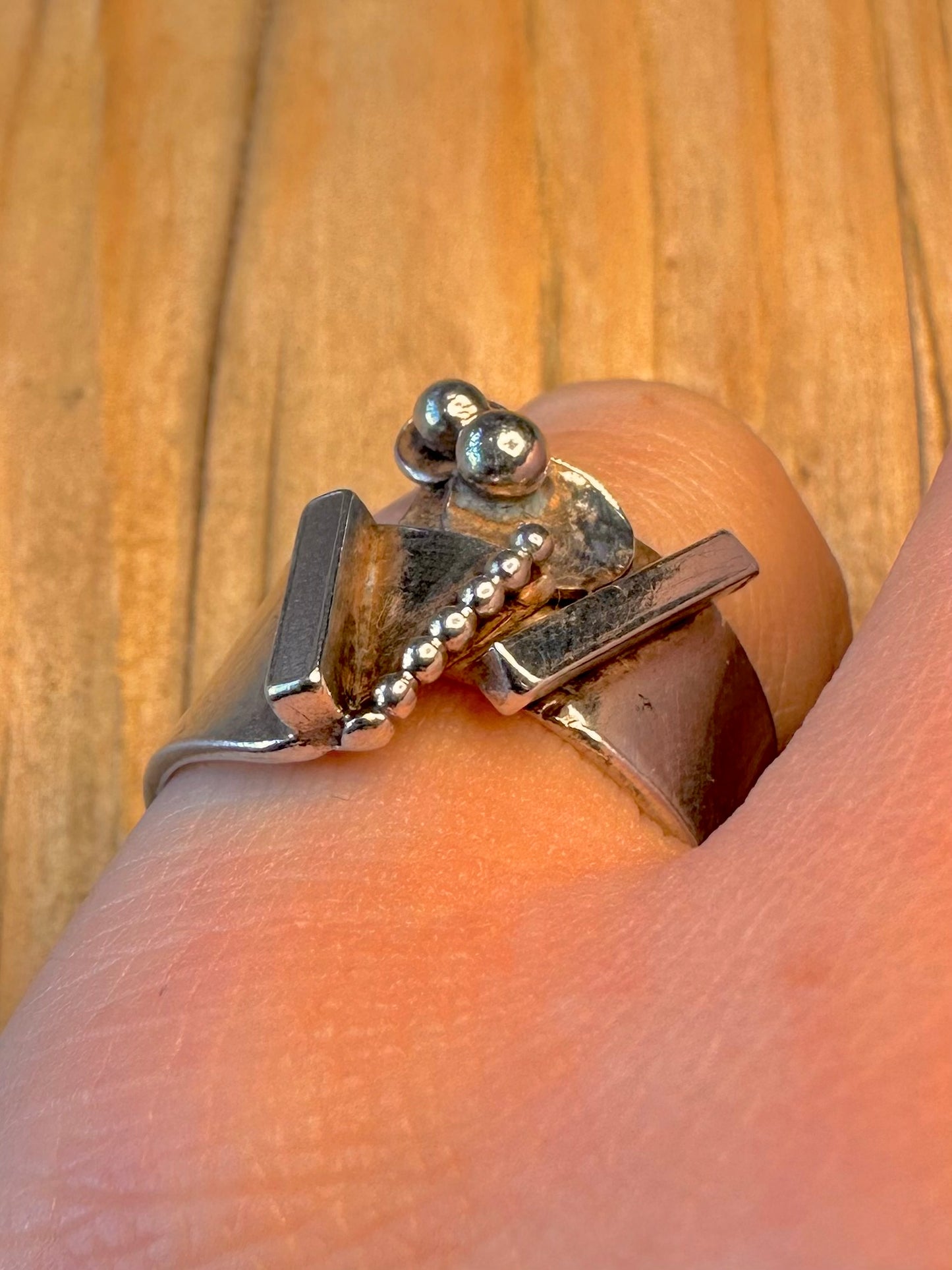Abstract Brutalist 925 Sterling Silver Size N Ring
