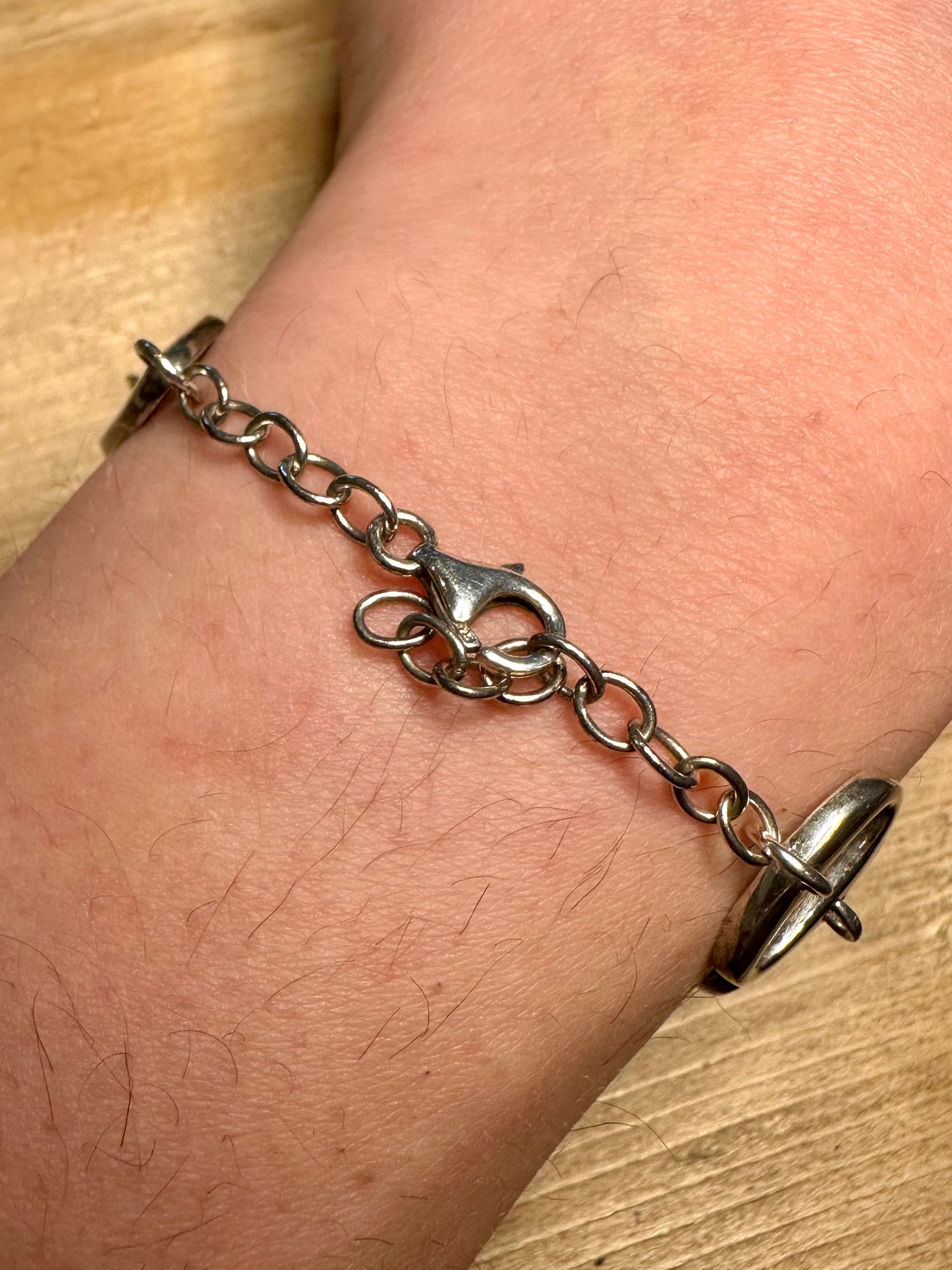 Abstract Oval Link 925 Silver 7.2 to 8.3 inch Bracelet