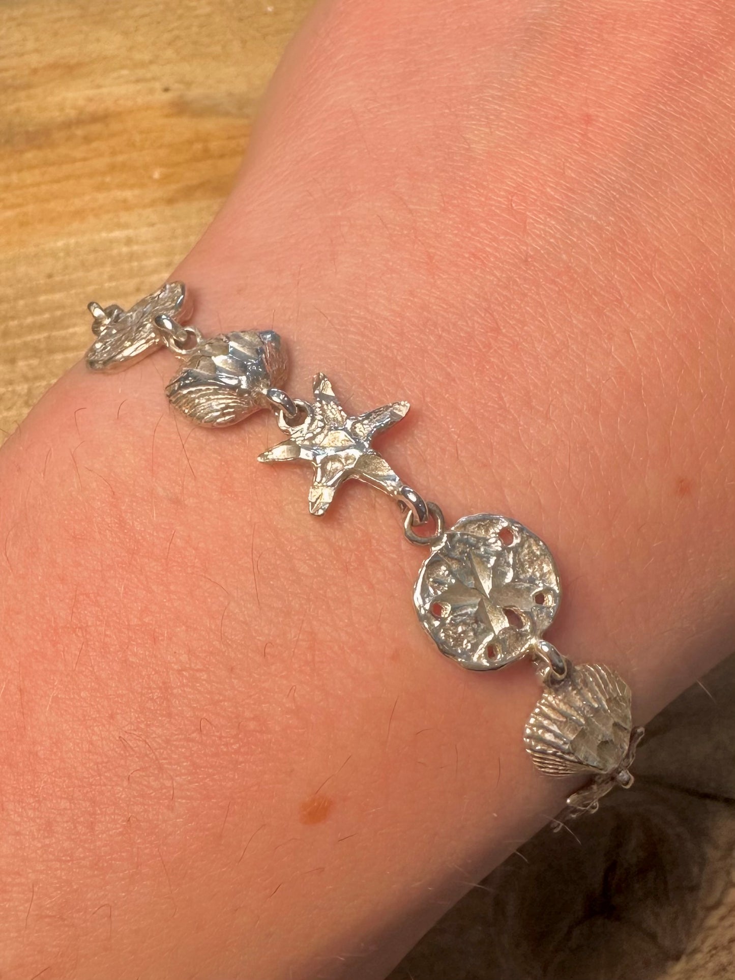 Vintage Sea Theme 925 Silver 7 inch Bracelet