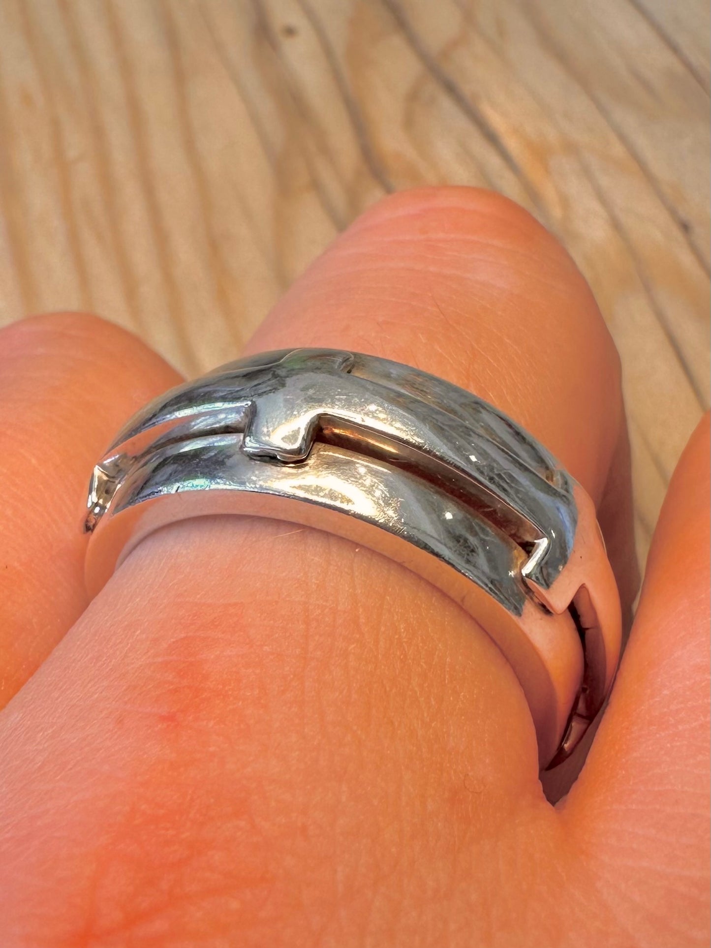 Abstract Band 925 Silver Size X1/2 Ring