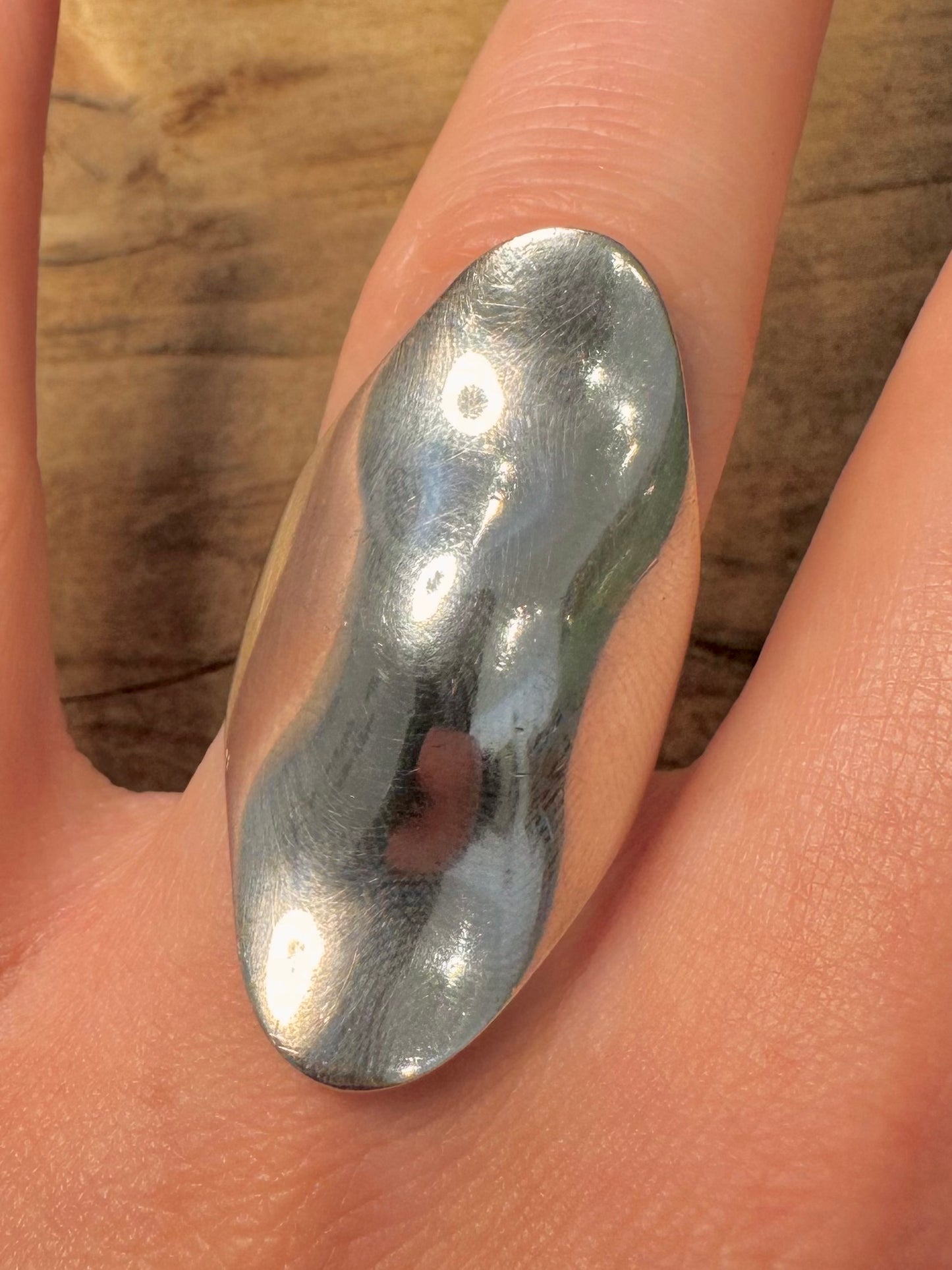 Abstract Long Wave 925 Silver Size R1/2 Ring