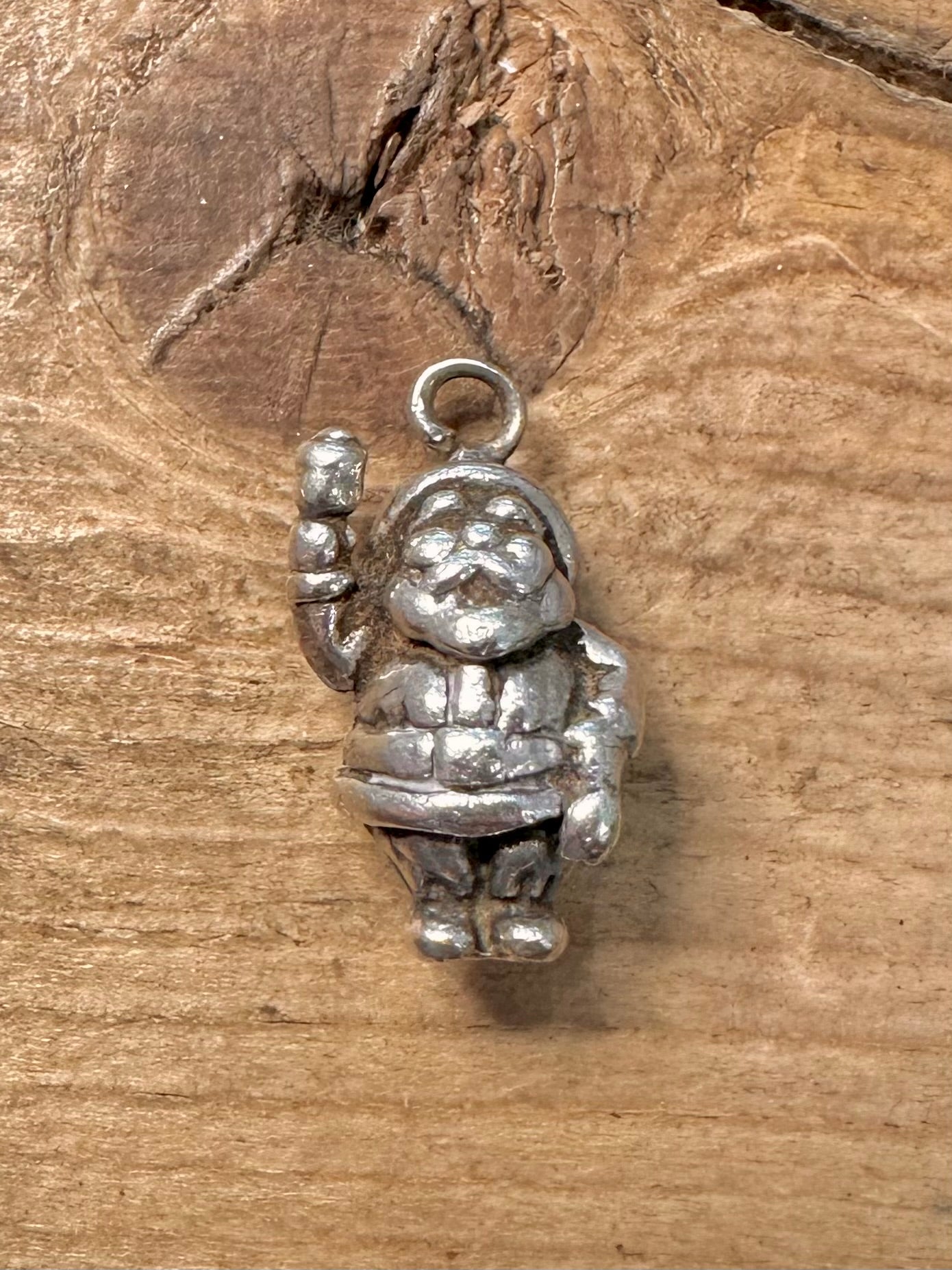 Vintage Santa Claus 925 Silver Charm Pendant