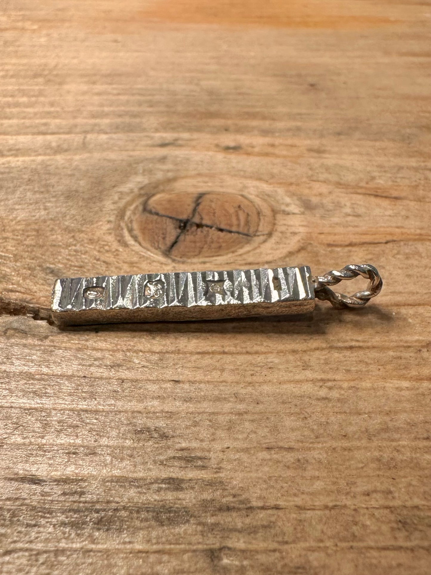 Vintage 1978 Bark Effect Ingot 925 Silver Pendant