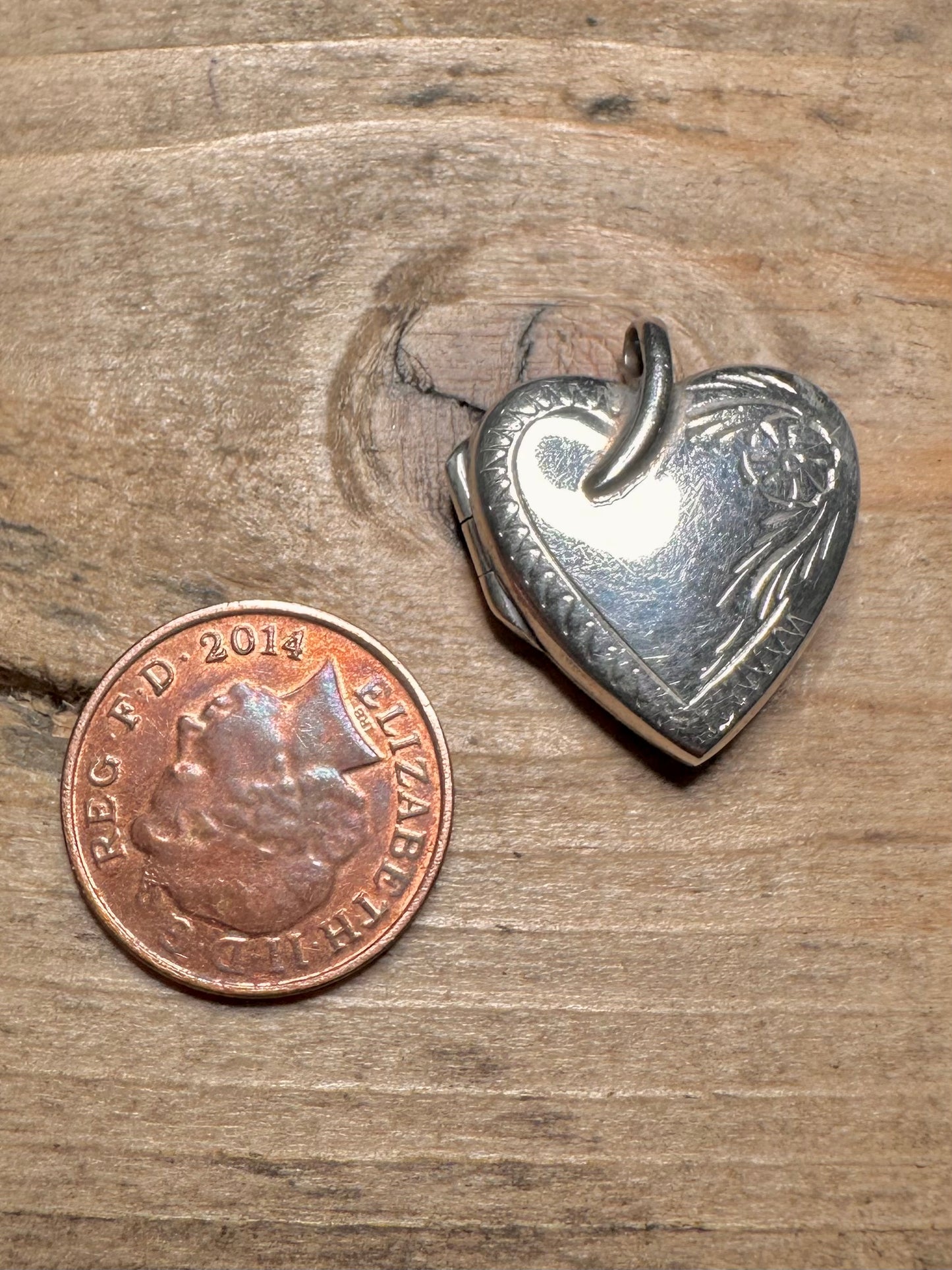Vintage Engraved Heart 925 Silver Locket Pendant