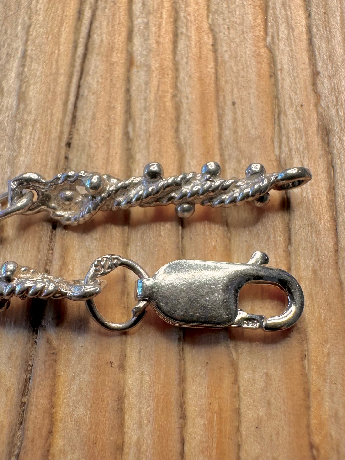 Abstract Unique Twisted Link 925 Sterling Silver 17.8 inch Necklace