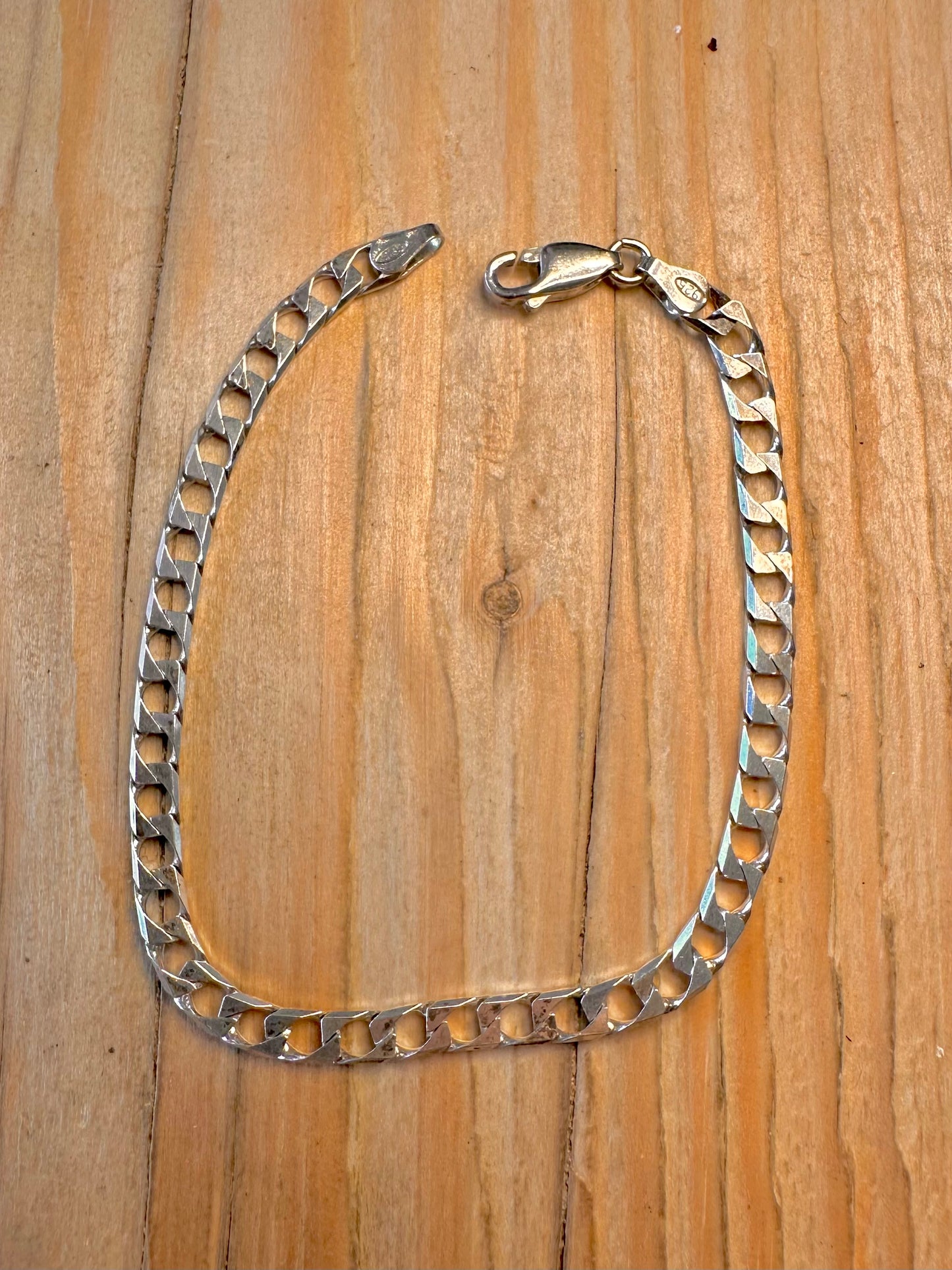 Vintage Curb Chain 925 Sterling Silver 7.4 inch Bracelet