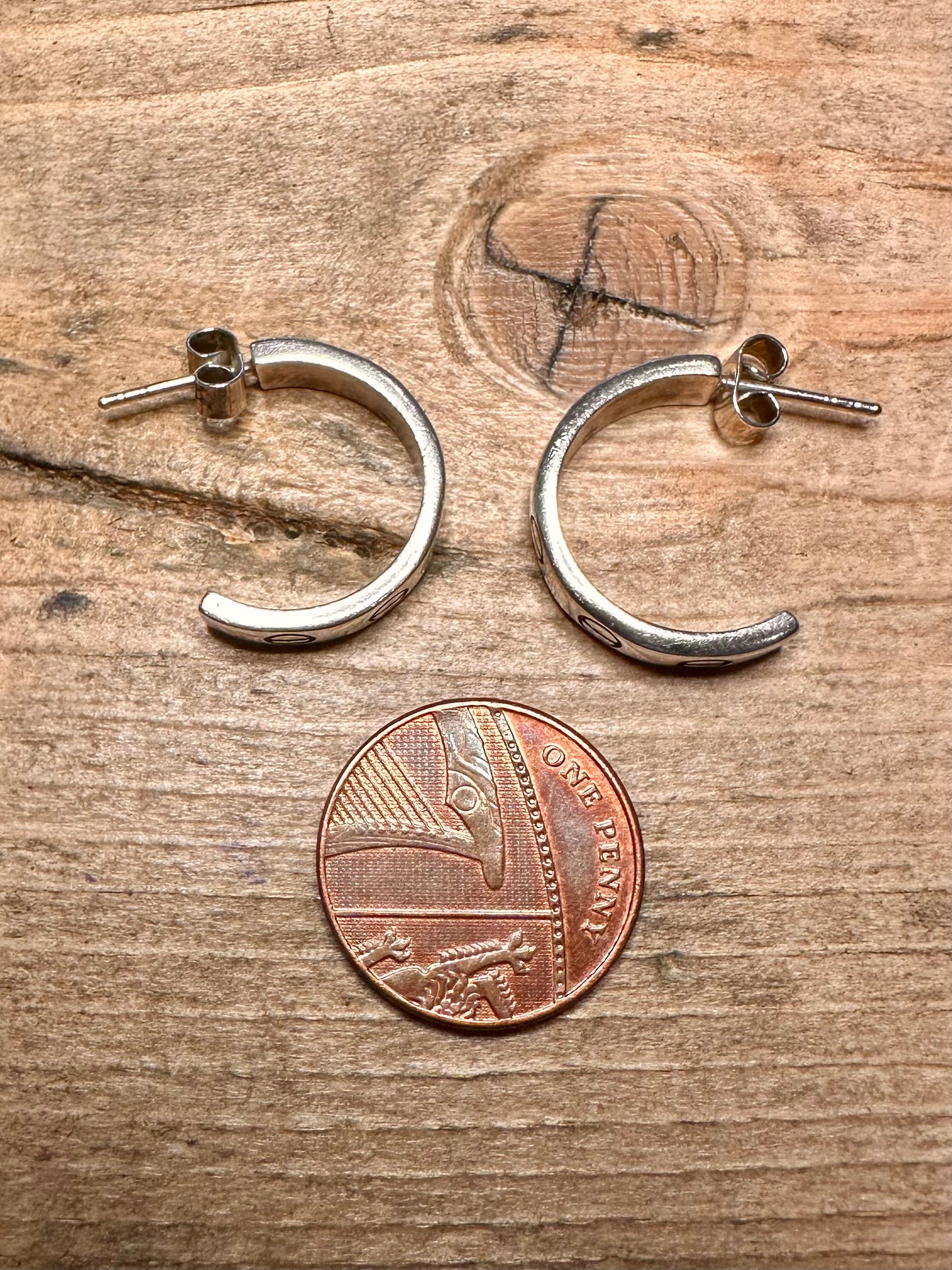 Modernist Cartier Style Half Hoops 925 Silver Earrings
