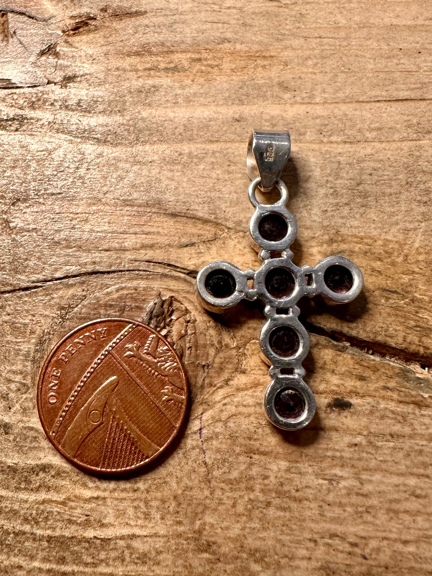 Vintage Amethyst Cross 925 Silver Pendant